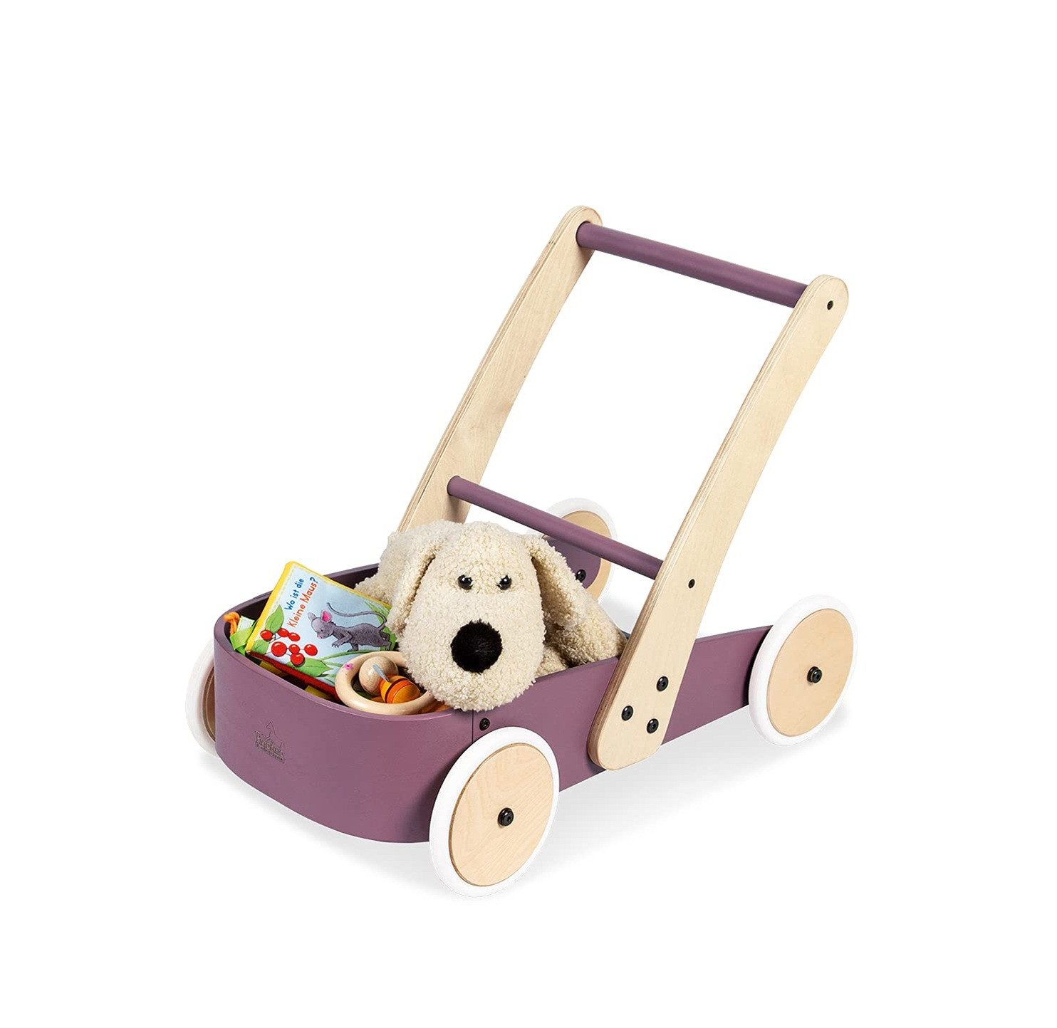 Pinolino® Lauflernwagen Fiete Lauflernhilfe mit Bremssystem aus Holz in Lila, (1-tlg), aus Holz