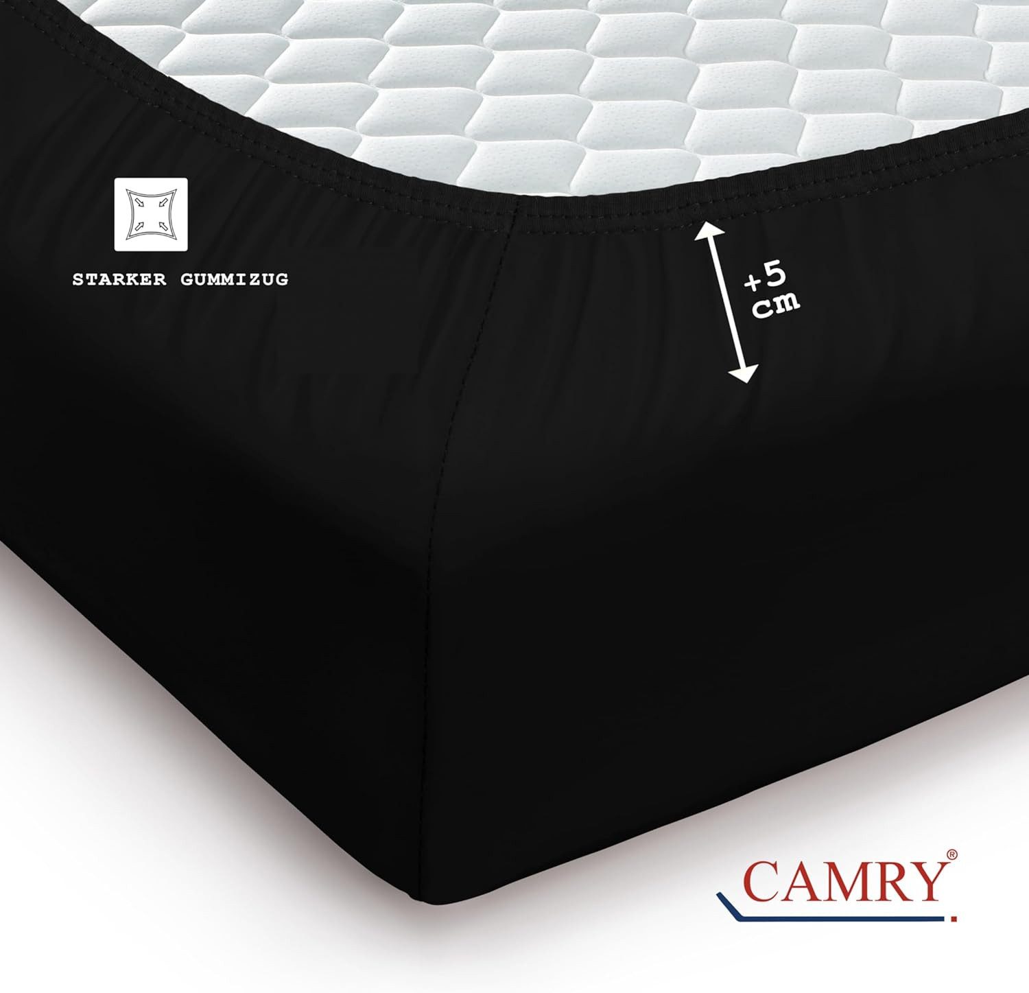 Camry Spannbettlaken CLASSIC Jersey 100% Baumwolle Spannbetttuch atmungsaktiv Gummizug, Jersey Baumwolle, Gummizug: rundum, 100% Baumwolle, alle Matratzenhöhen, – Bild 4 von 5