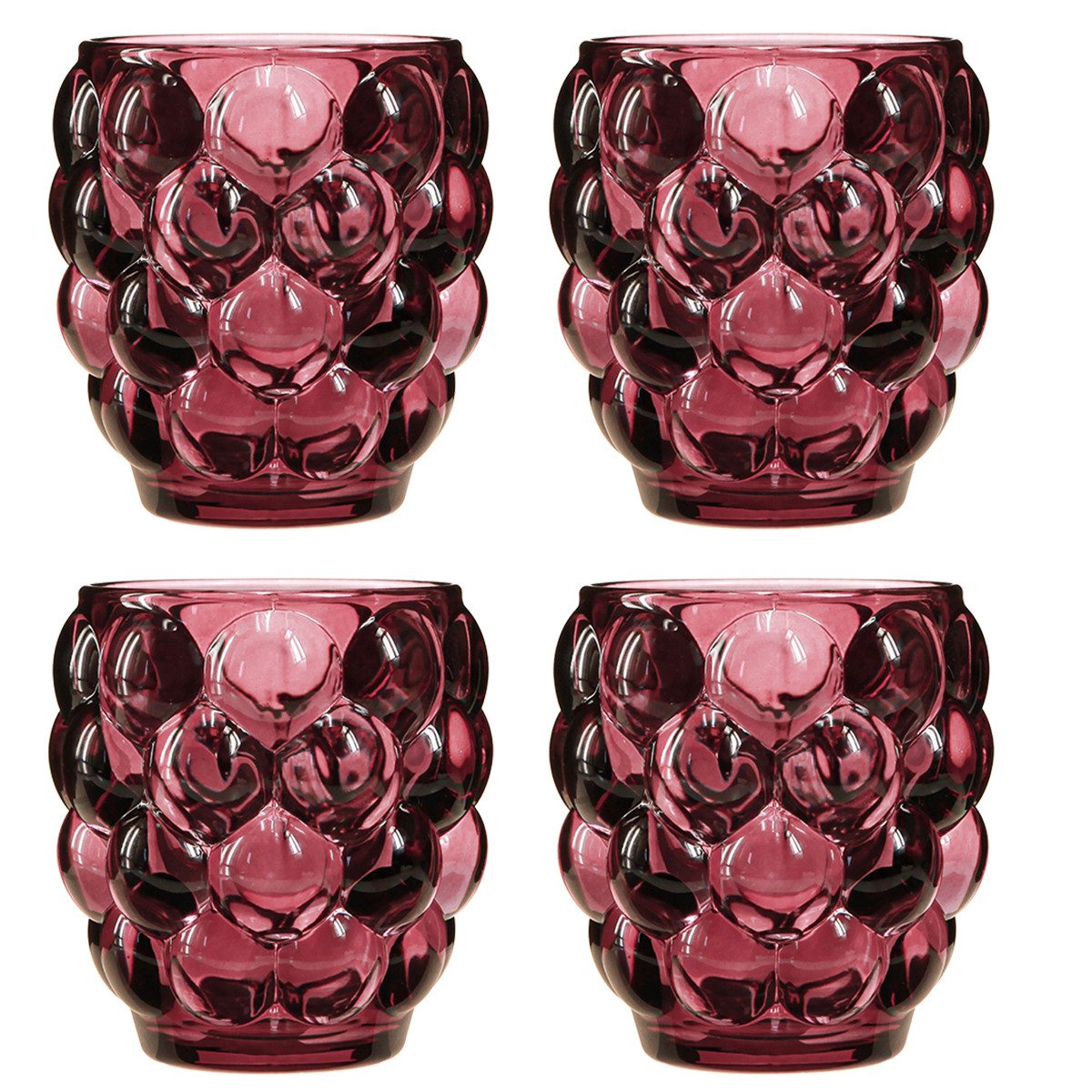 Florists Products Tischvase Windlicht Berry Glas Deko Teelichthalter Ø9cm H9,5cm Skandi, 4 Stück