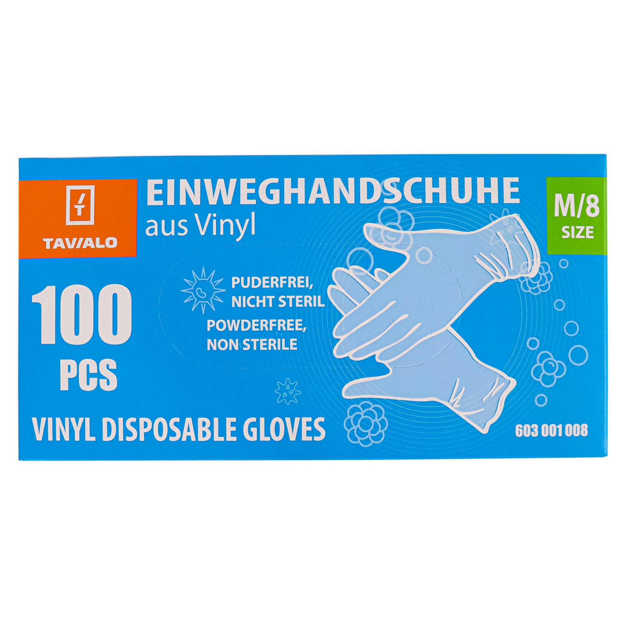 TAVIALO Nitril-Handschuhe Einweghandschuhe Vinyl – 100 Stück, puderfrei & latexfrei, Gr. M/8 (100-St) reißfest & allergiefreundlich, ideal für Haushalt, Medizin usw.