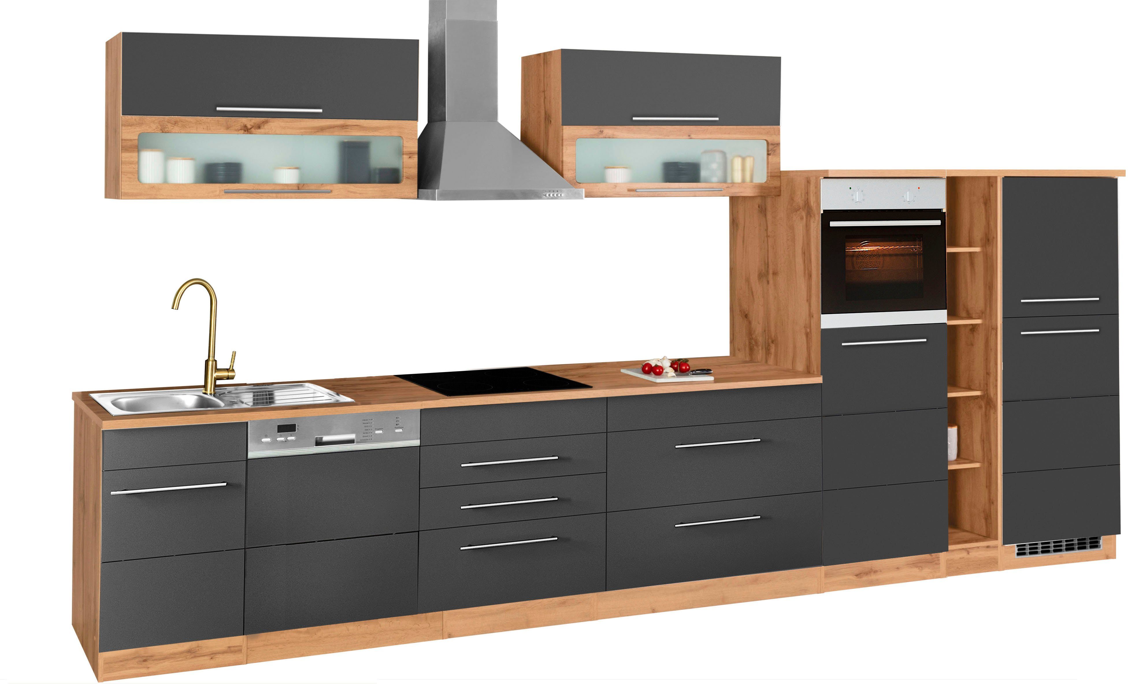 KOCHSTATION Küchenzeile KS-Wien, Breite 440 cm, wahlweise mit E-Geräten und Induktion