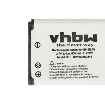 vhbw kompatibel mit Nikon Coolpix S6400, S4300, S6600, S6700, S5200, S6900, Kamera-Akku Li-Ion 600 mAh (3,7 V)