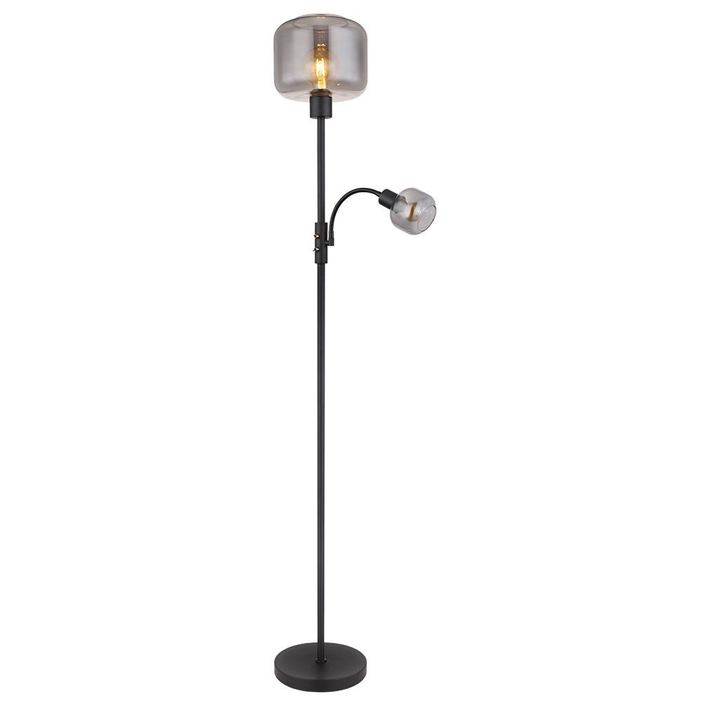GLOBO LIGHTING Stehlampe, Leuchtmittel nicht inklusive, Stehlampe Wohnzimmerleuchte 2 Flammig Flexo schwarz rauch H 165 cm