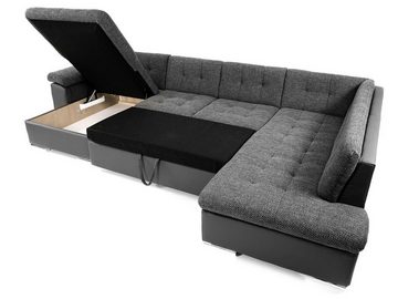 MIRJAN24 Wohnlandschaft Niko Bis Premium, mit Bettkasten und Schlaffunktion, Kissen mit Reißverschlus, U-Form, B: 350 cm