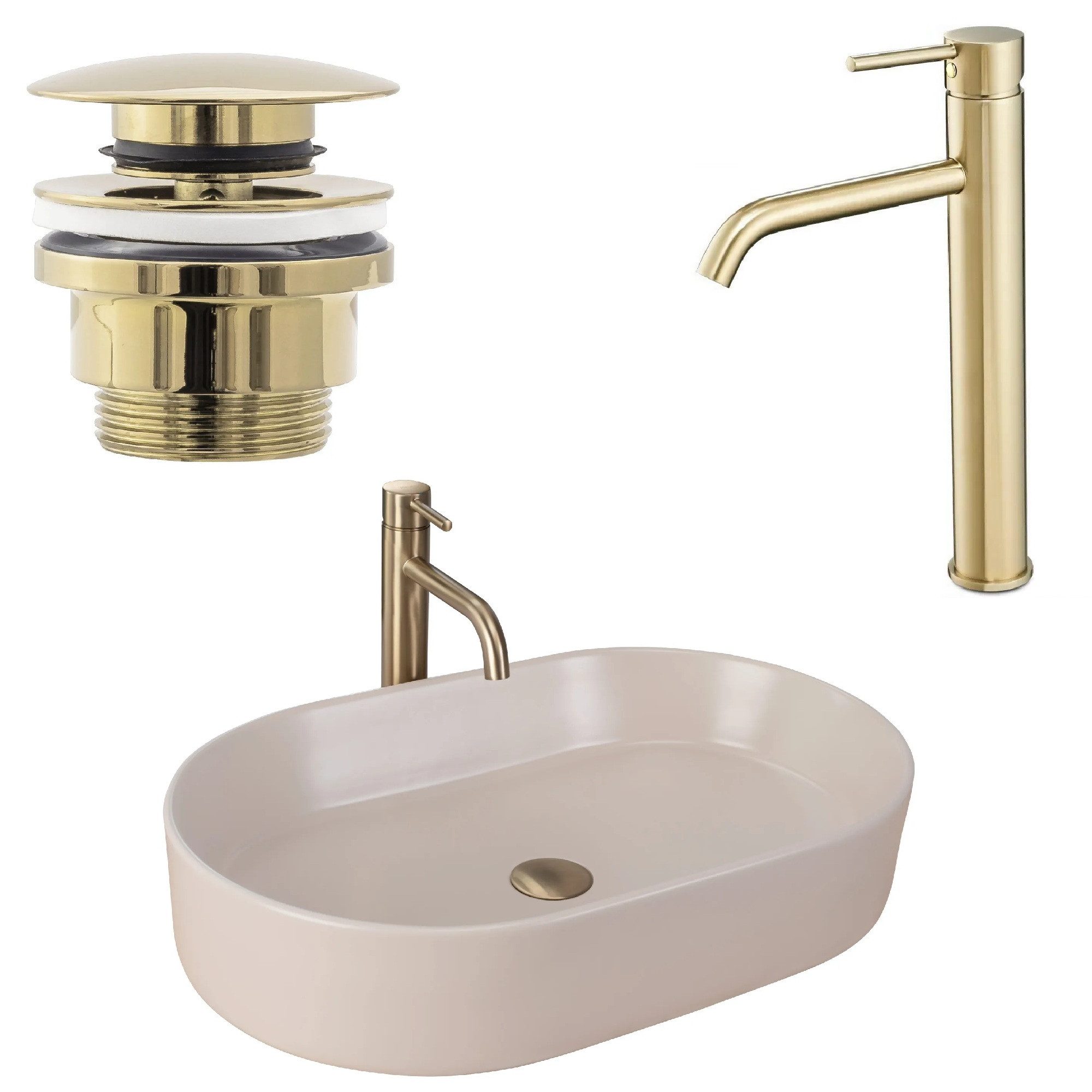 wohnwerk.idee Aufsatzwaschbecken Waschbecken Matt Weiß Beige günstig online kaufen