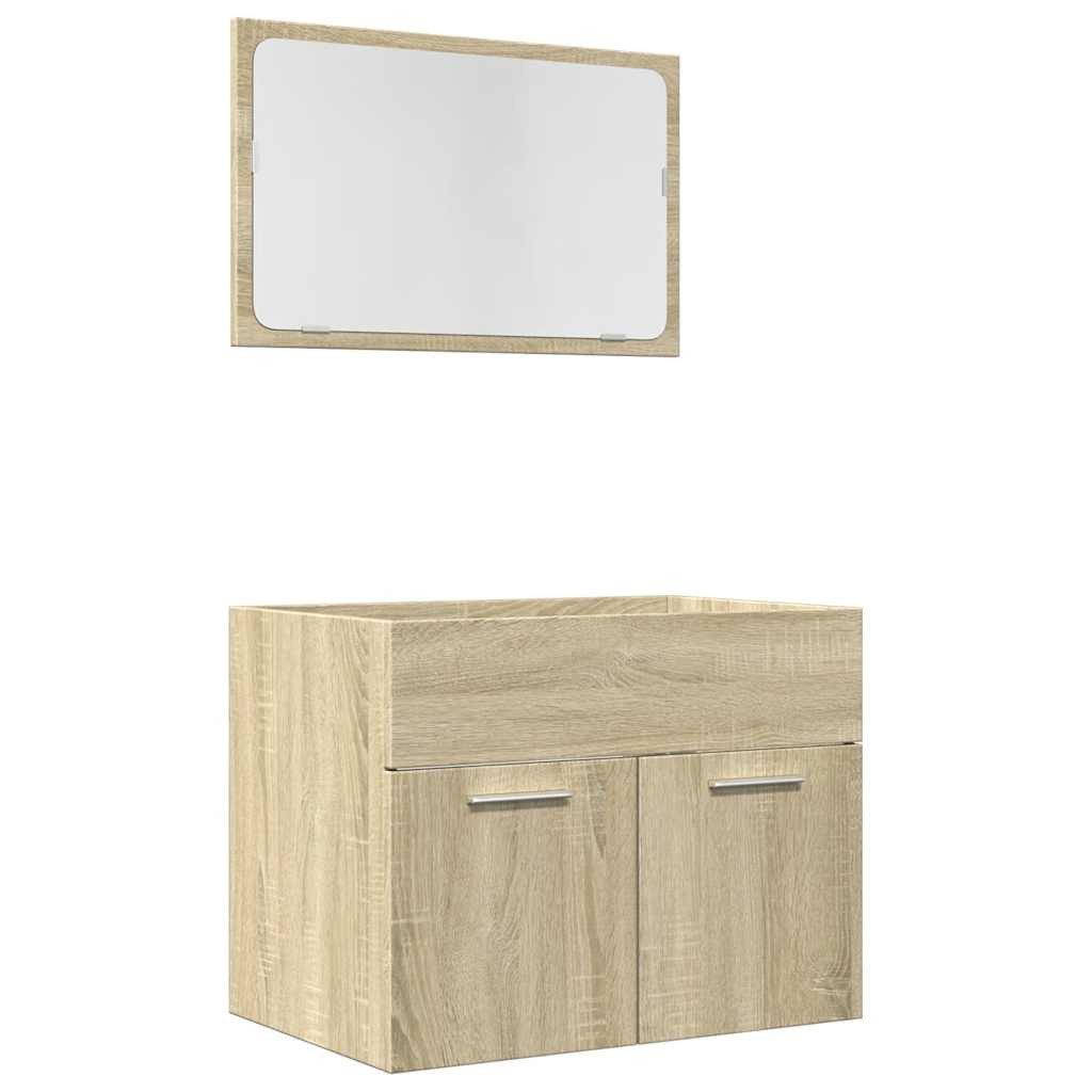 vidaXL Badezimmer-Set 2-tlg. Badmöbel-Set Sonoma-Eiche Holzwerkstoff, günstig online kaufen