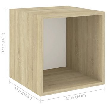 vidaXL TV-Schrank 4-tlg. TV-Schrank-Set Weiß Sonoma-Eiche Holzwerkstoff (1-St)