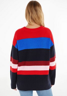 Tommy Hilfiger Strickpullover VIBRANT STRIPE C-NK SWEATER mit mehrfarbigem Blockstreifenmuster