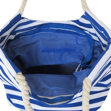 Sonia Originelli Umhängetasche Strandtasche maritim gestreift Patch Aufnähern "Sankt Peter-Ording", kleine Innentasche mit Reißverschluss