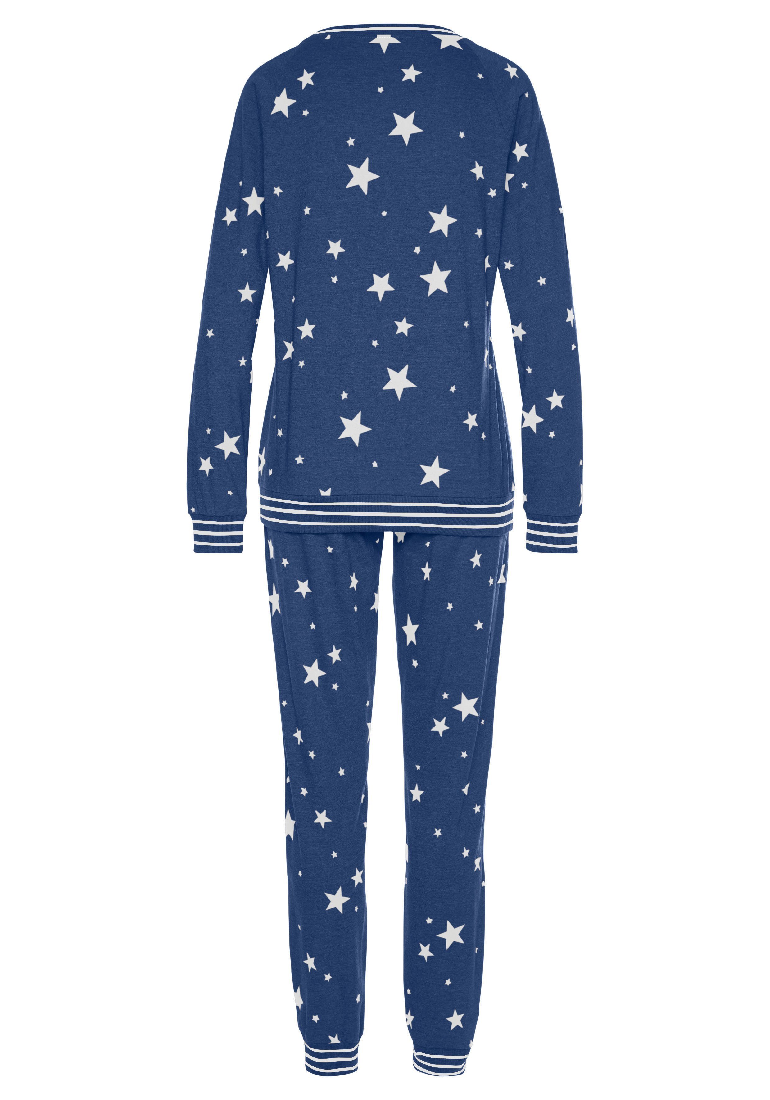 mit 1 (2 dunkelblau-gemustert Stück) Dreams Pyjama Sternedruck tlg., Vivance