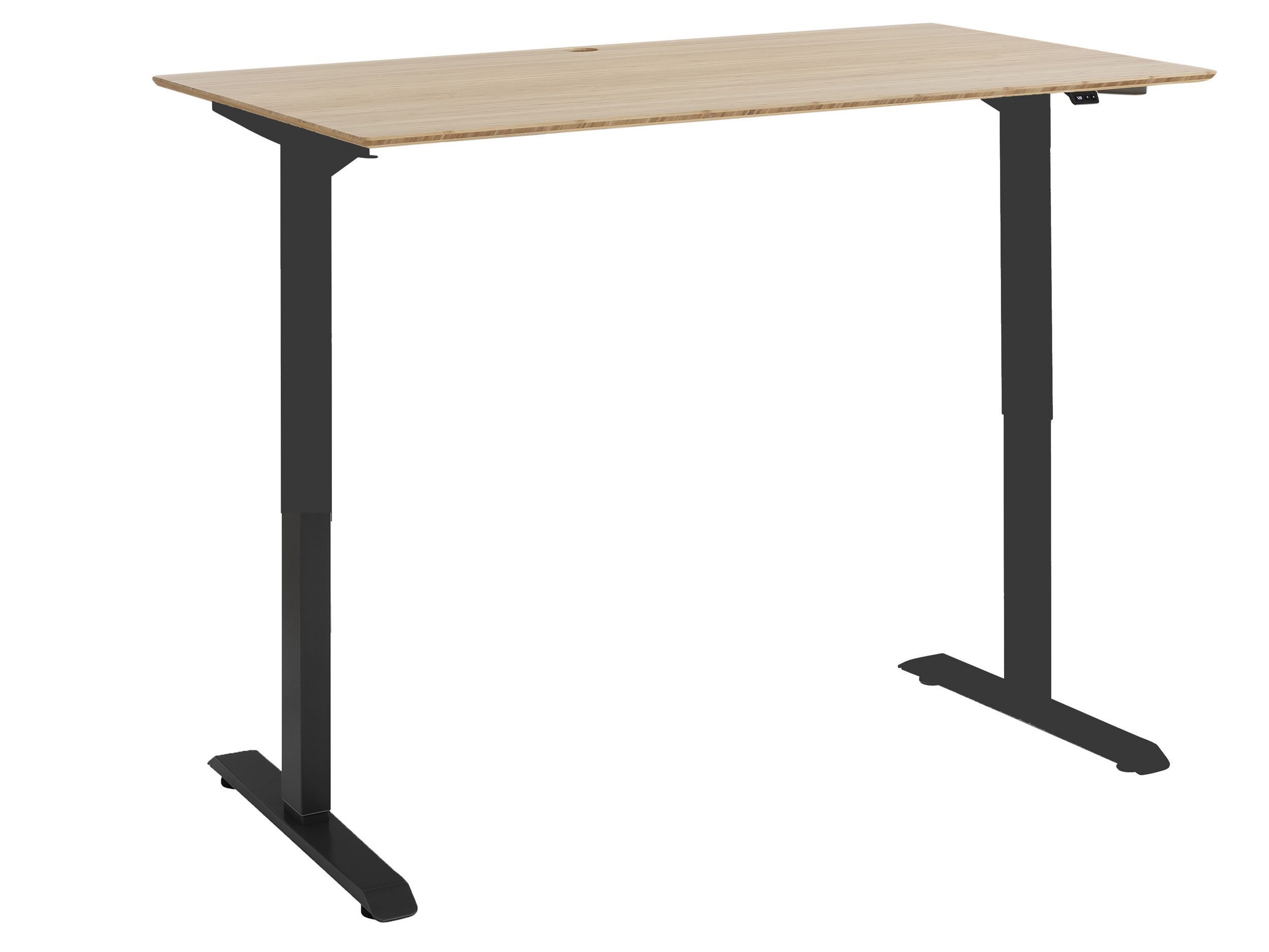 Maja Möbel Schreibtisch Höhenverstellbarer Schreibtisch Anthrazit mit massiver Bambusplatte (Spar-Set, 1-St., 1 Tisch), Tischplatte aus Bambus, höhenverstellbar, Display