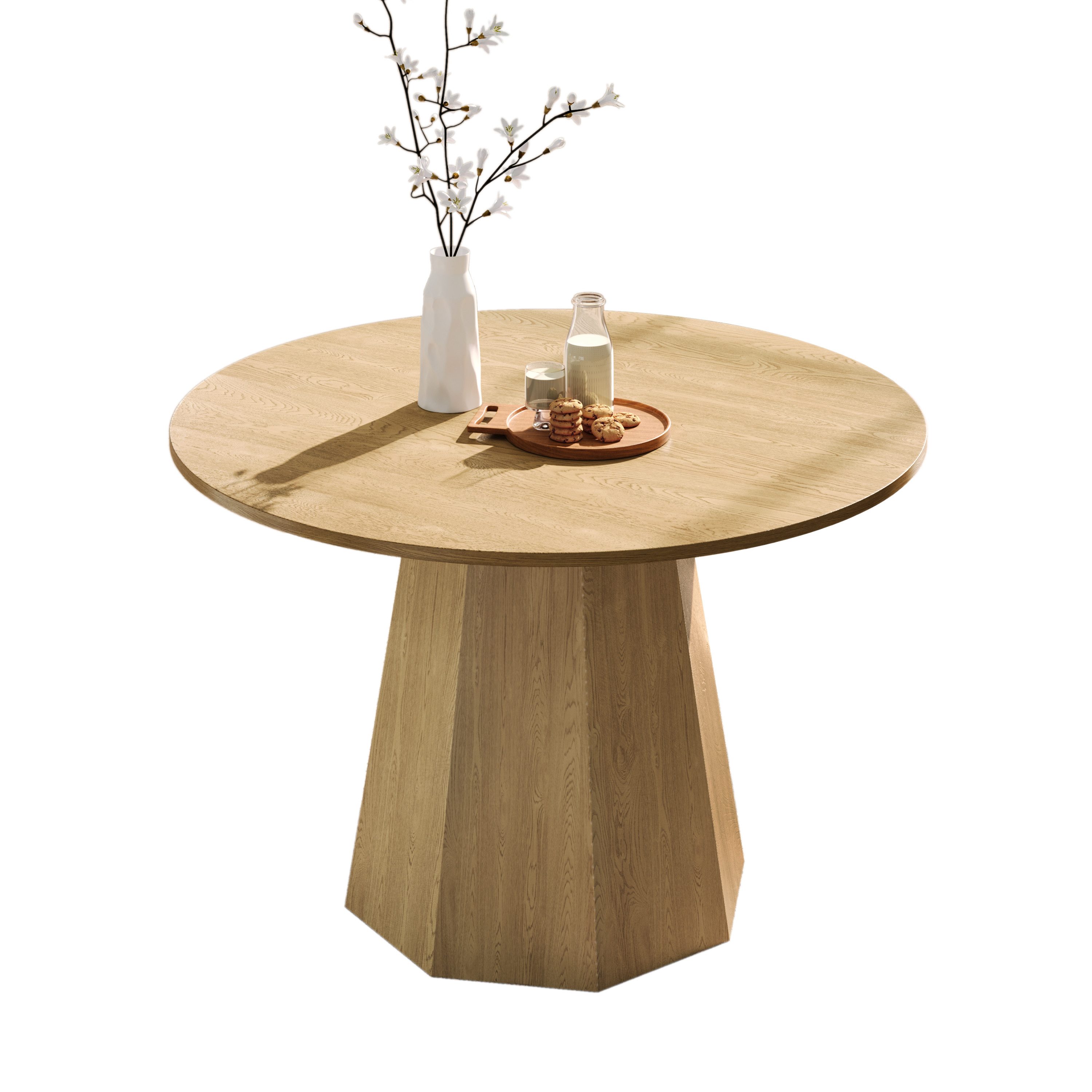 i@home Esstisch Runder Esstisch, 120 cm, Eiche, Tisch für 4–6 Personen (Moderner Esszimmertisch im skandinavischen Design, Runder Küchentisch mit stabilem Sockel), ideal für kleine Wohnungen & Familien