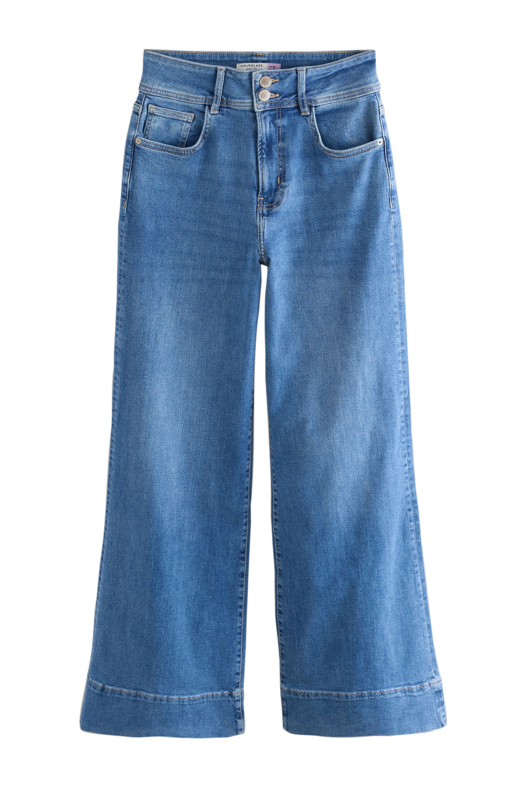 Stretch-Jeans Sanduhr Hochbund-Jeans mit weitem Bein und Stretch