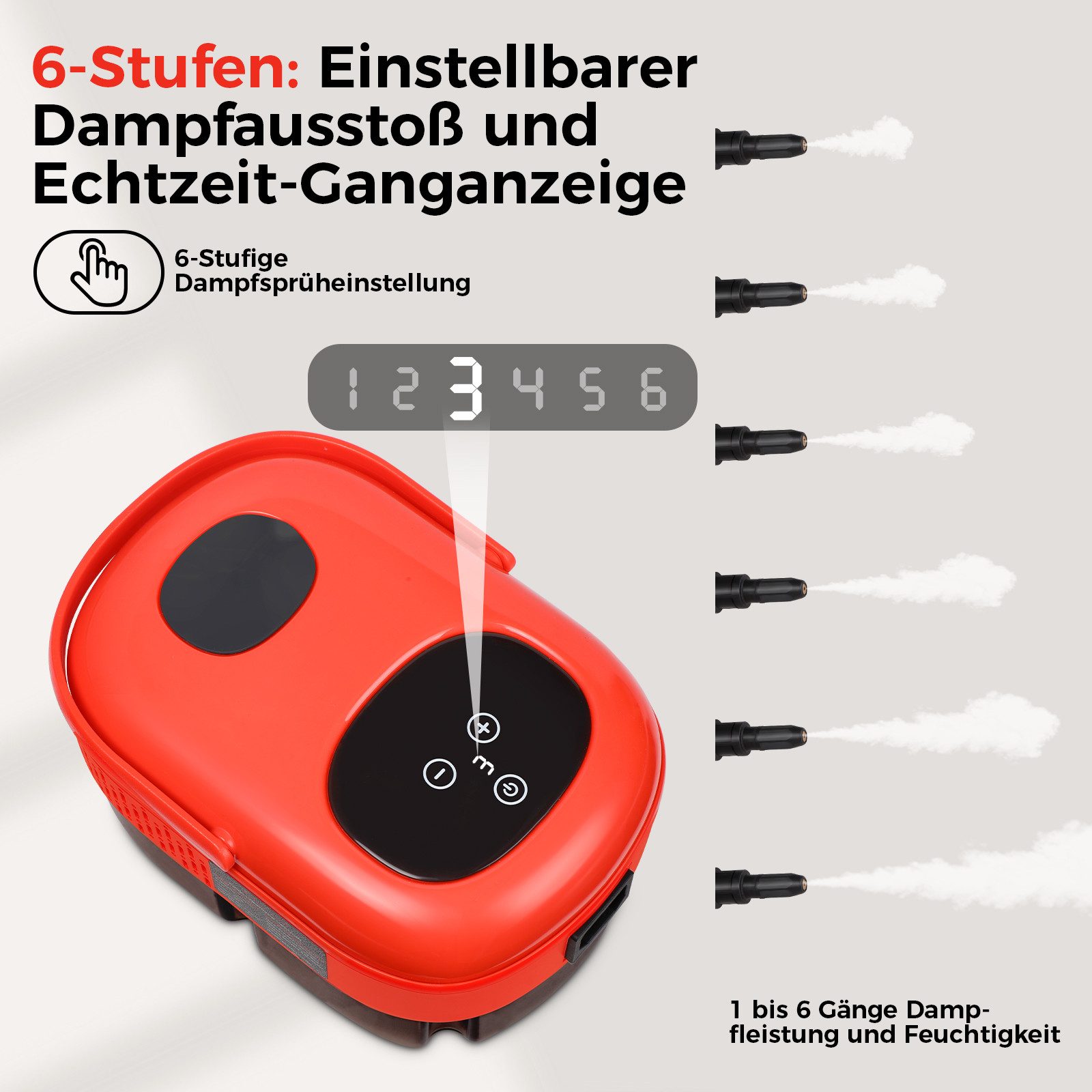 VIVIHEYDAY Handdampfreiniger 2500W Tragbarer Dampfreiniger mit 3 Verschiedene Bürstenköpfe, Dampfreiniger Handgerät hocheffizient Reinigungsgerät