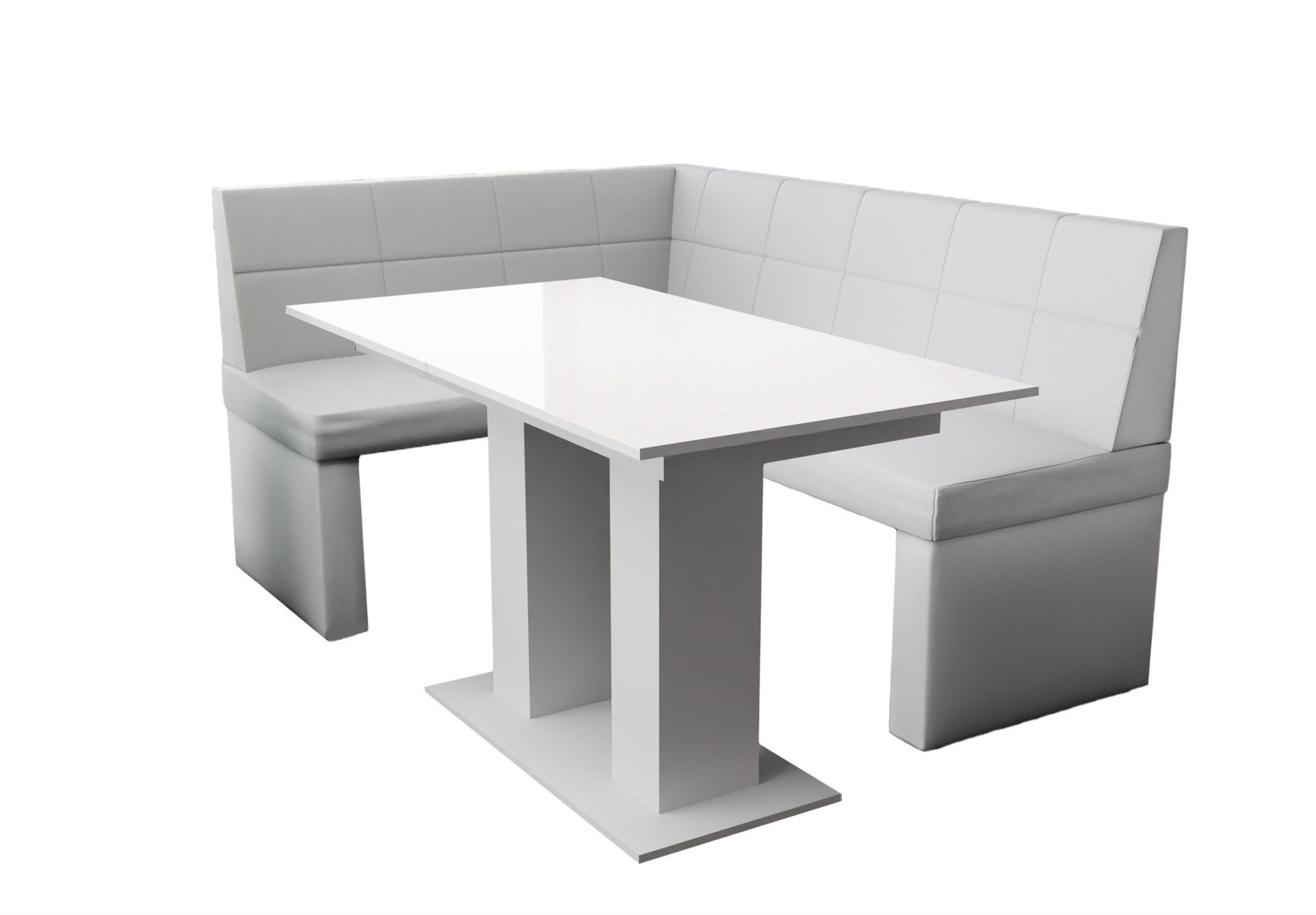Fun Möbel Eckbankgruppe Eckbankgruppe „BLAKE XL“ Размер 196x142cm mit Tisch Weiß Hochglanz, ausziehbarer Tisch