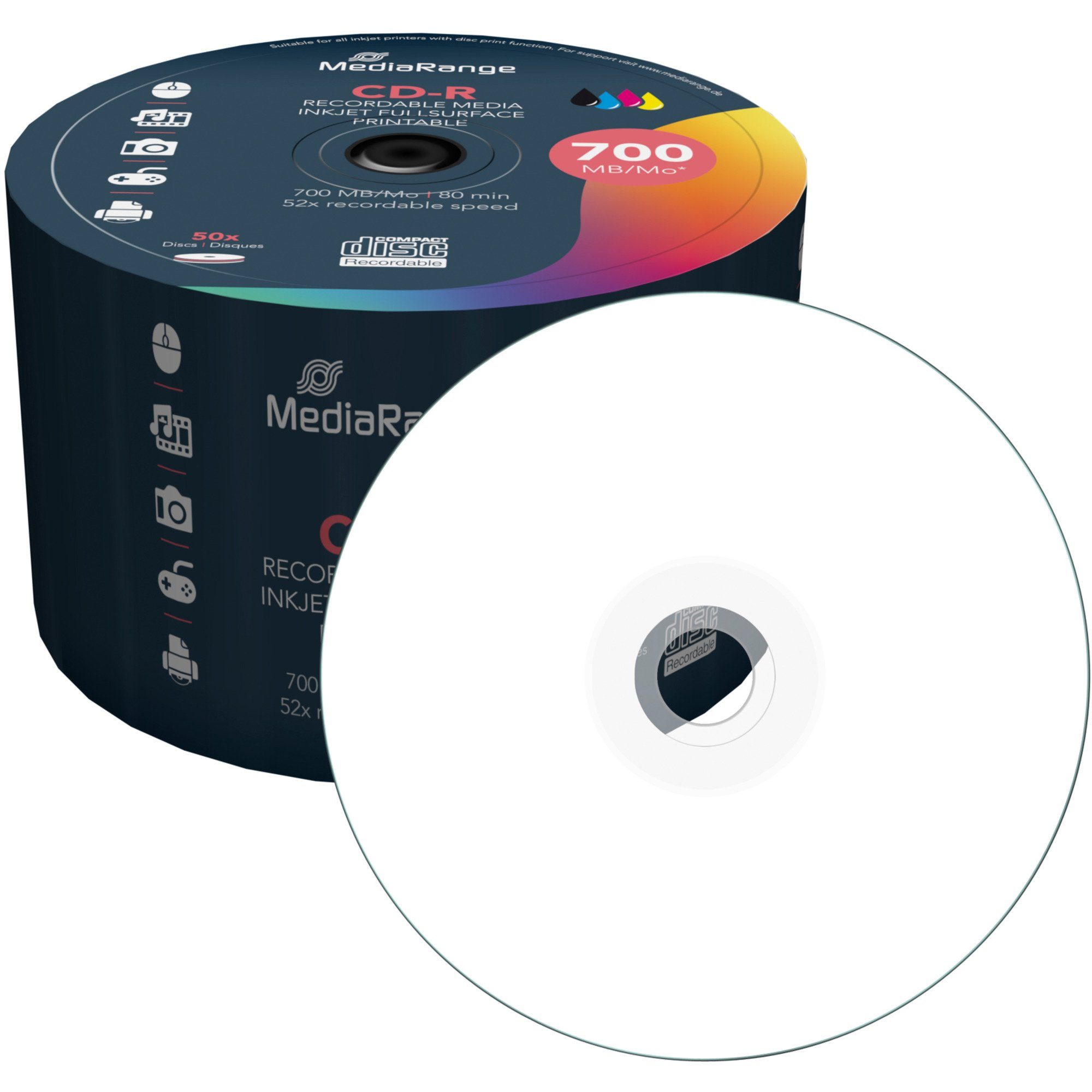 Mediarange CD-Rohling MediaRange CD-R 700 MB, CD-Rohlinge, (52fach, 50