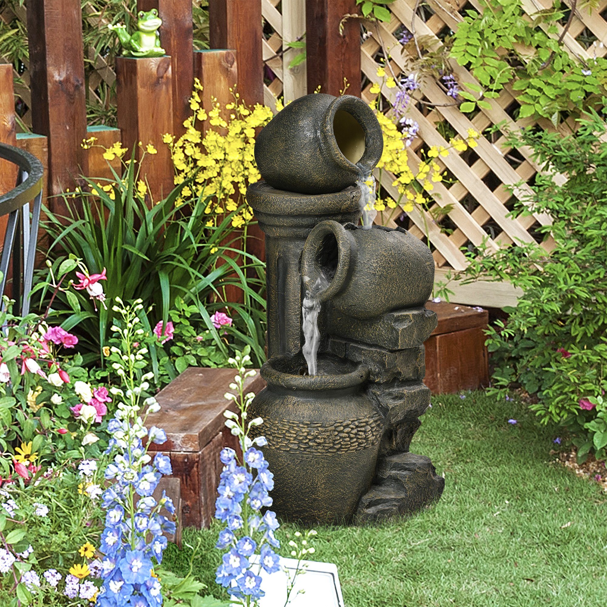 Outsunny Gartenbrunnen Wasserspiel, Wasserfall für Garten günstig online kaufen