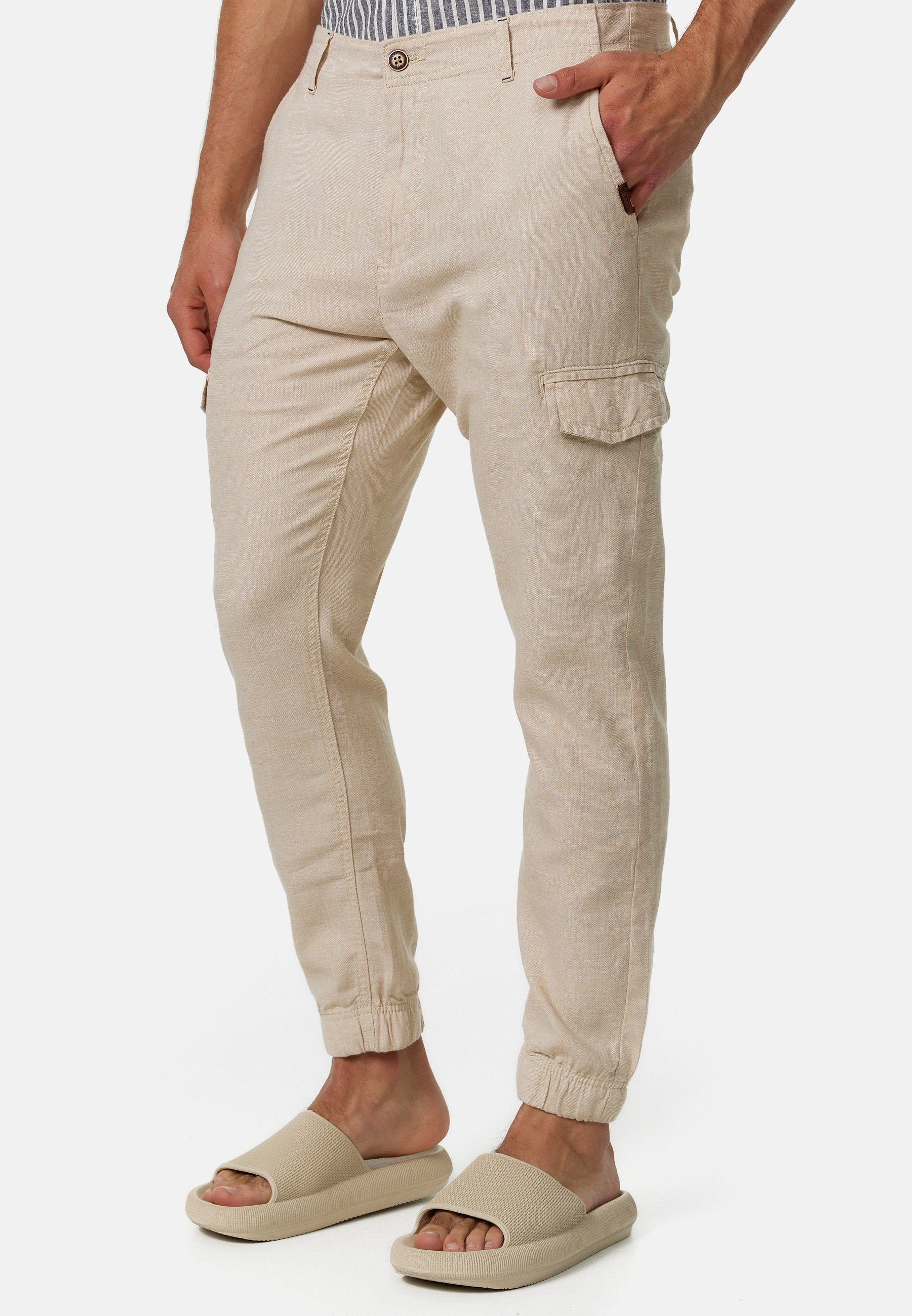 Indicode Leinenhose Herren Booth Sommerhose Leinen Herrenhose mit 6 Taschen, 55% Leinen