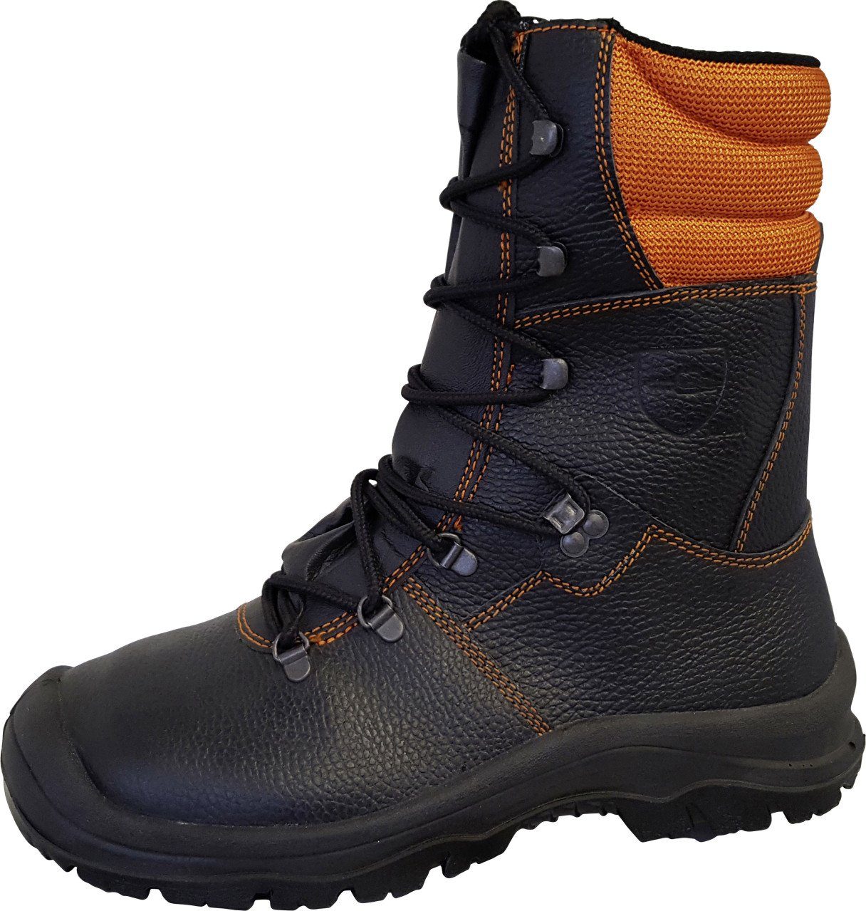 CAR-MEL shoes Forstschutz-Lederstiefel S2 schwarz-orange Arbeitsschuh