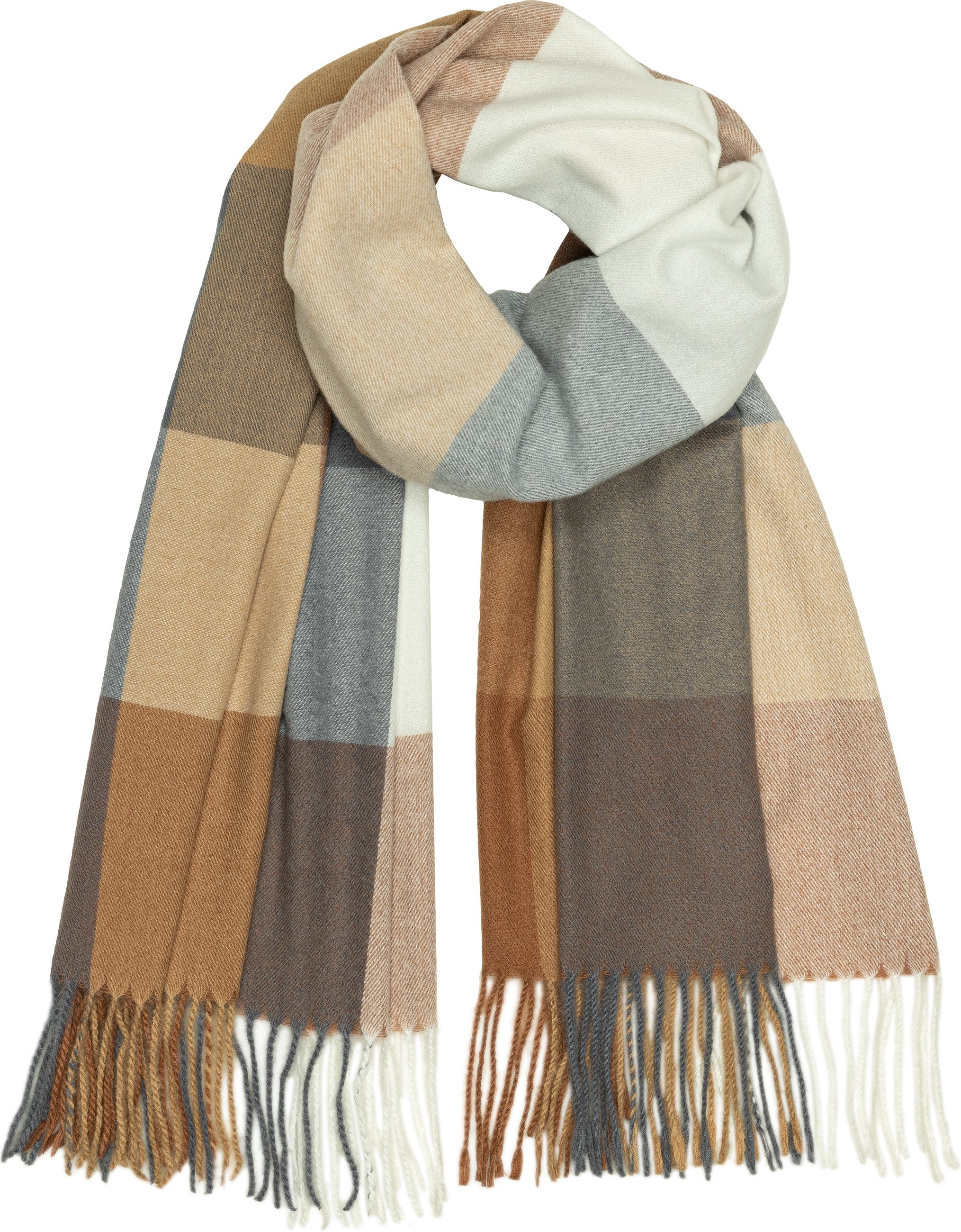 Caspar Modeschal SC510 Damen großer XL Fransen Karo Muster Winter Schal
