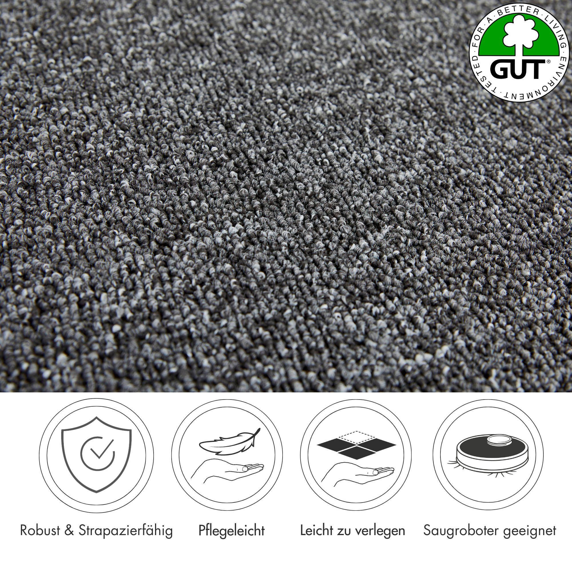 Andiamo Teppichboden Luton, Feinschlinge, Gesamthöhe 6 mm, Luxusklasse LC1, rechteckig, meliert, Breite 400 cm oder 500 cm, strapazierfähig & pflegeleicht