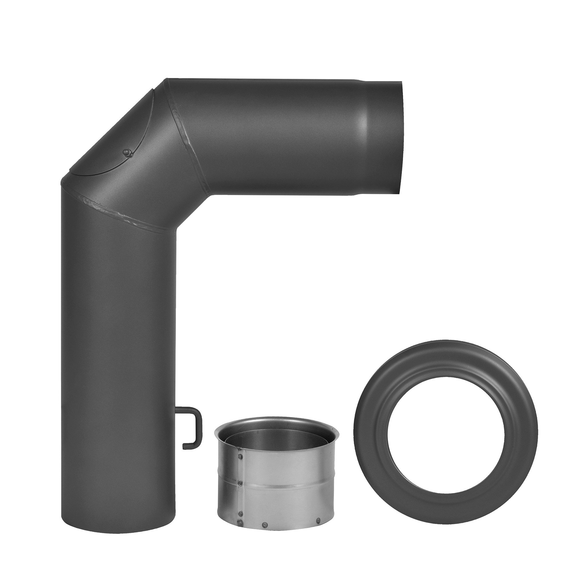 Firefix Ofenrohr, (Set), Bogen, 150 mm, 90 °, Stahlblech, mit Drosselklappe