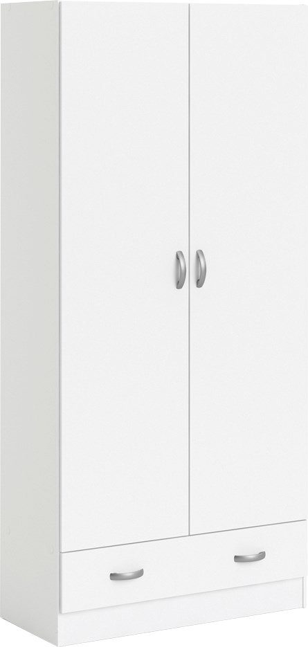 Home affaire Kleiderschrank Stauraum, Stangengriffe, einfache Selbstmontage, 170,4 x 79,4 x 35,7cm Weiß | Weiß