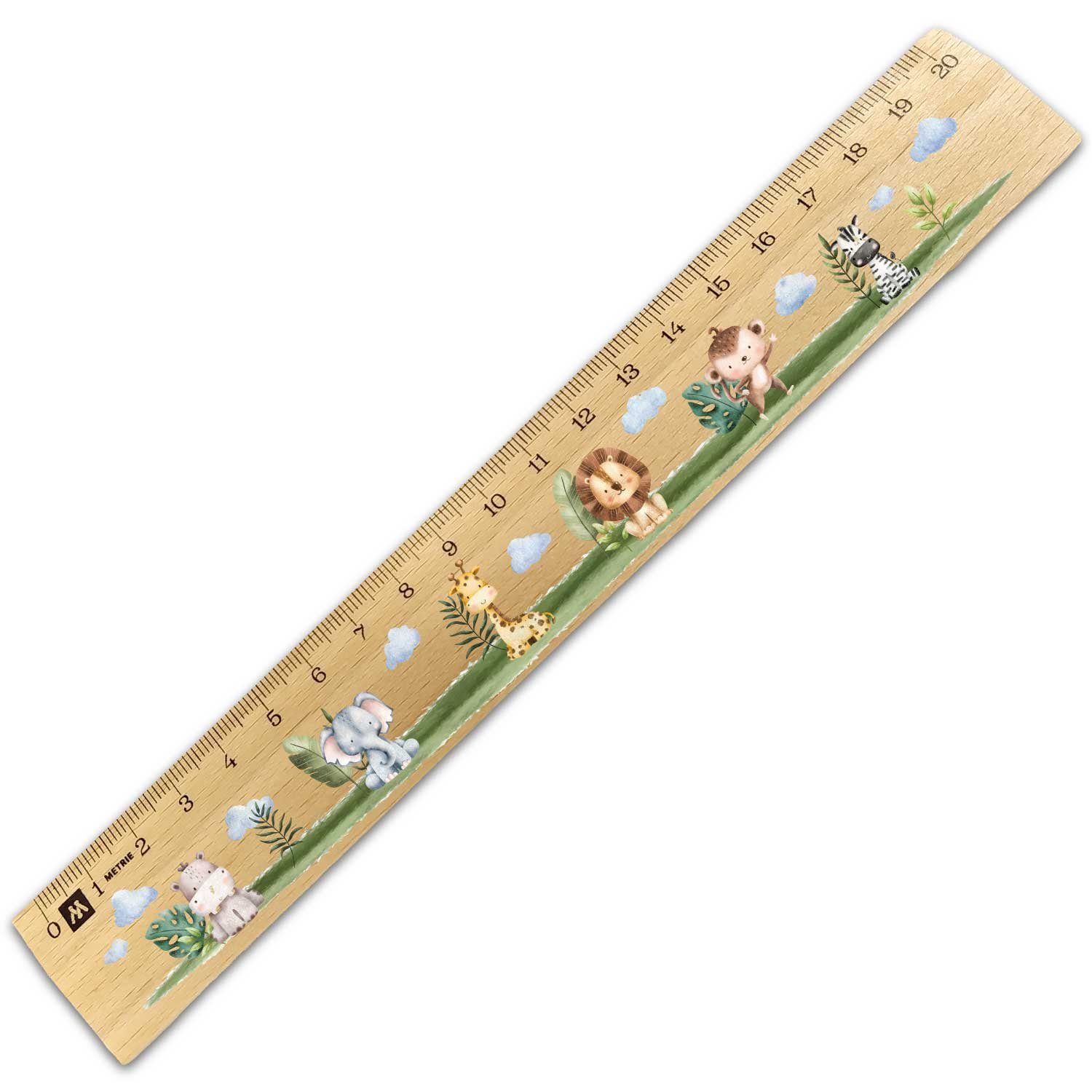 GRAVURZEILE Lineal im Tiere Design - zur Einschulung - für Kinder -, Geschenk für die Schule