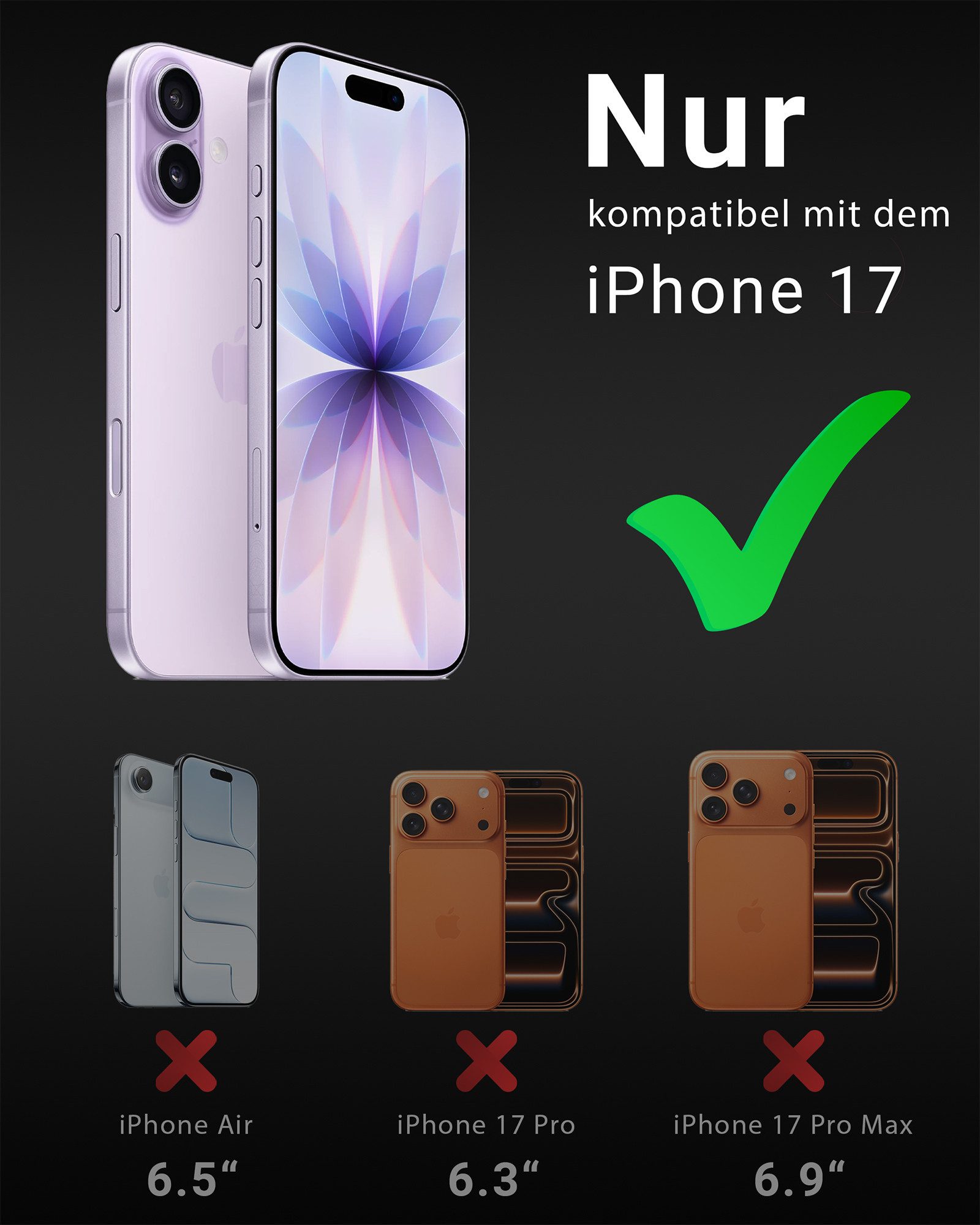 GreenHec Displayschutzglas Panzerfolie Sichtschutz iPhone 18 17 16 15 14 13 12 11 Pro Max 16e 17e für iPhone 17, Spar-Set, X Air, Privacy Glas Anti Spy, Schutz  – Bild 2 von 5