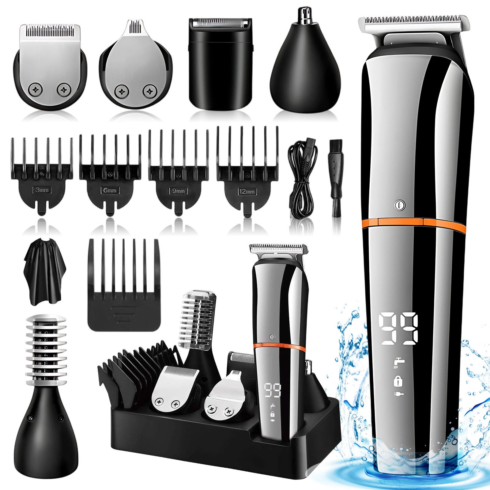 Haarschneider Barttrimmer Bartschneider Herren 6 in 1 Haarschneidemaschine Set