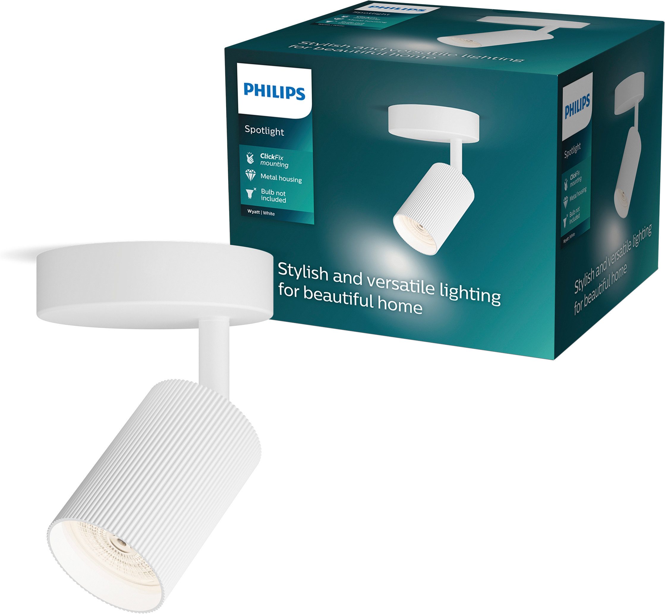 Philips Deckenspot Wyatt LED, Aluminium, exklusive GU10, ohne Leuchtmittel, Wand- & Deckenmontage, schwenkbar