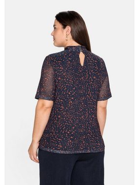 Sheego T-Shirt Große Größen mit Stehkragen, aus Mesh