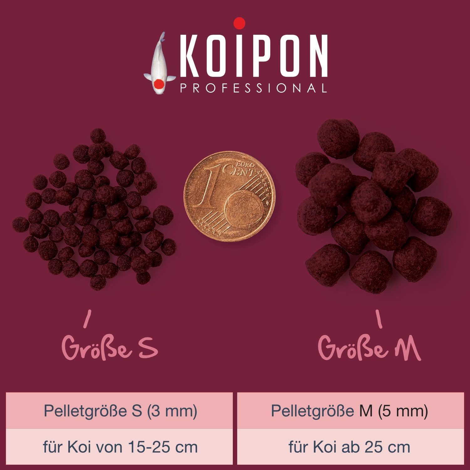 KOIPON KOIPON Pon-Pellets 3mm Ganzjahresfutter für Koi & Goldfische, Trockenfutter für: Koi, Teichfische, Goldfische, Made in Germany