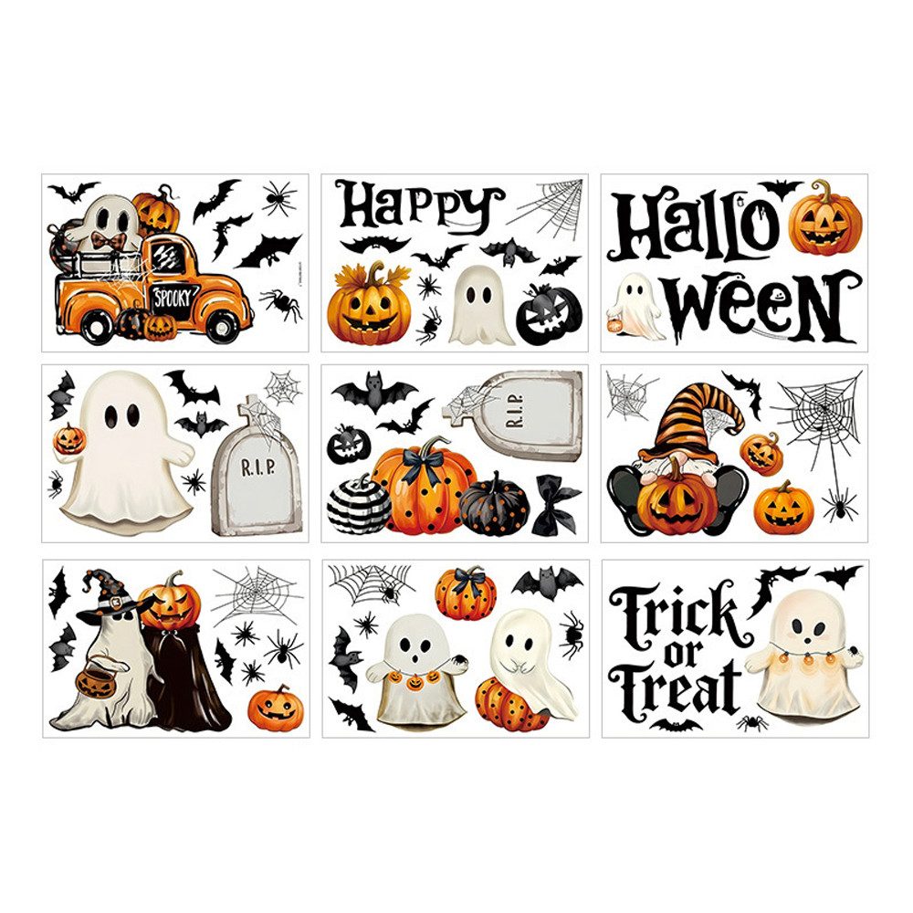 Sorvyzxn Fensterbild Halloween Aufkleber Fensterdeko, 28/65/67 PCS Halloween Fensterbilder, Herbst Fenster Aufkleber, Selbstklebende Fensteraufkleber