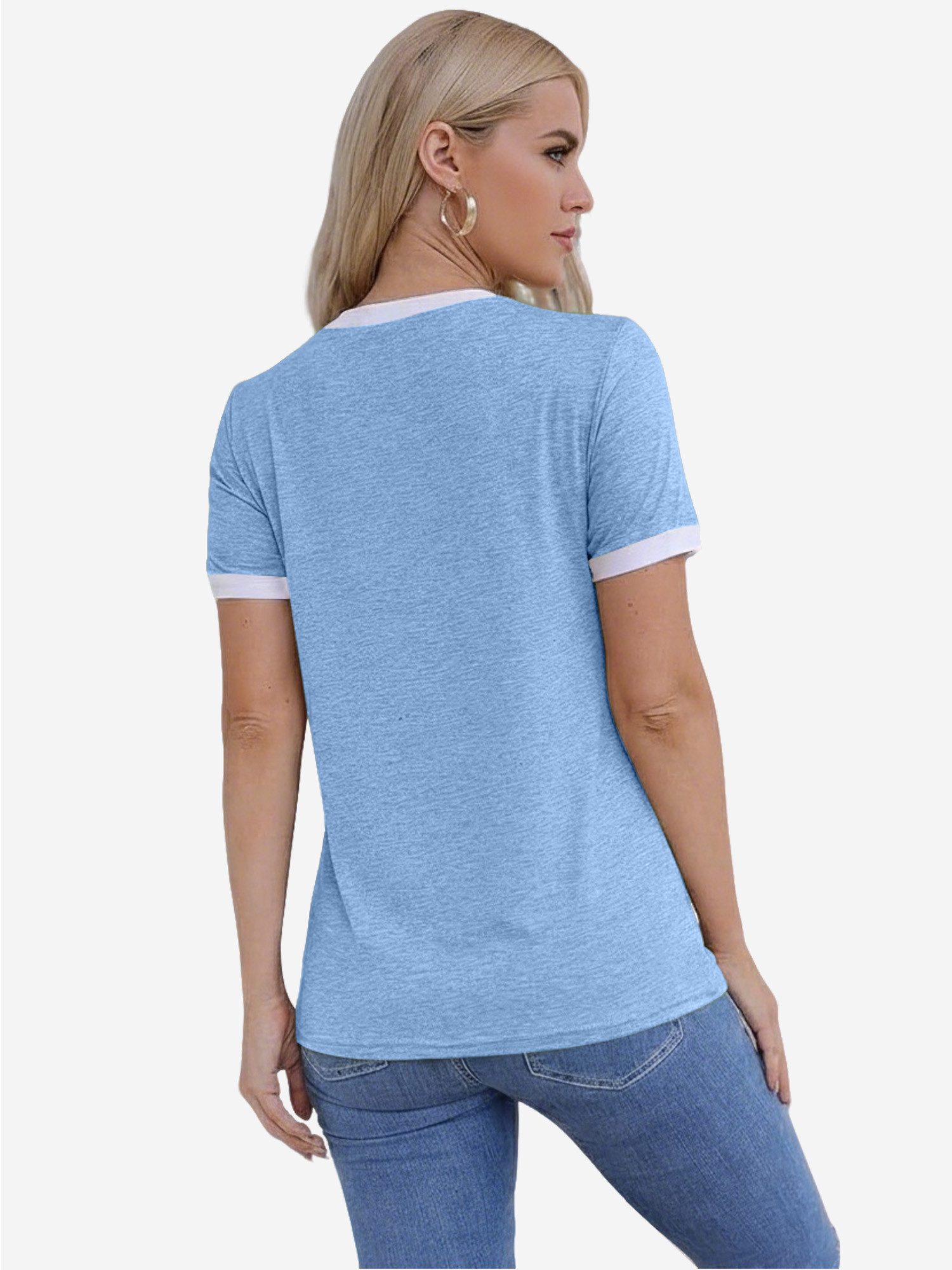 Imily Bela T-Shirt Damen Rundhalsbluse in Zweifarbig (Packung, 1-tlg., 1per günstig online kaufen