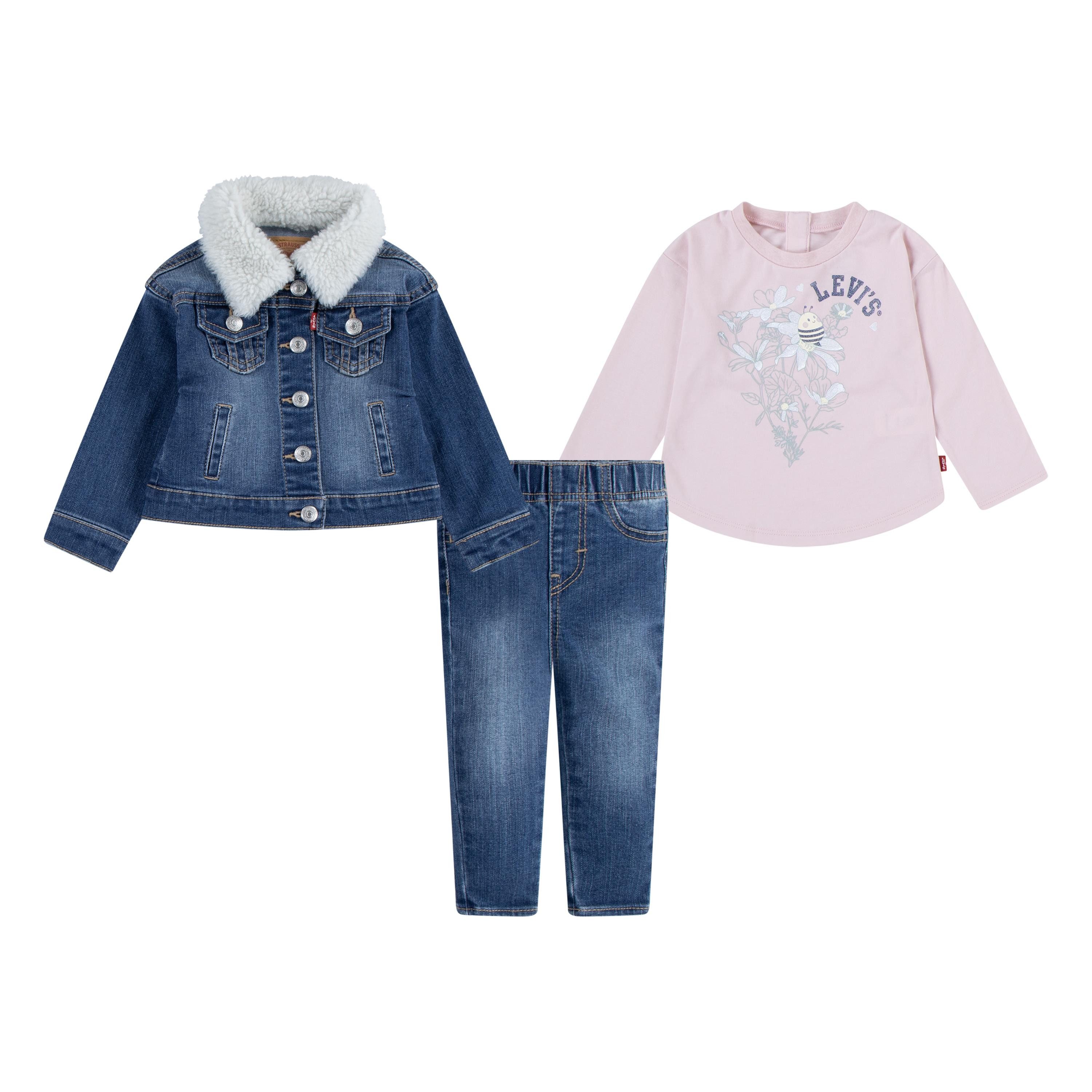 Levi's® Kids Shirt, Hose & Jäckchen LVG 3PC SHERPA TRUCKER & JEAN (Set, 3-tlg) im Jeans-Look, for Girls