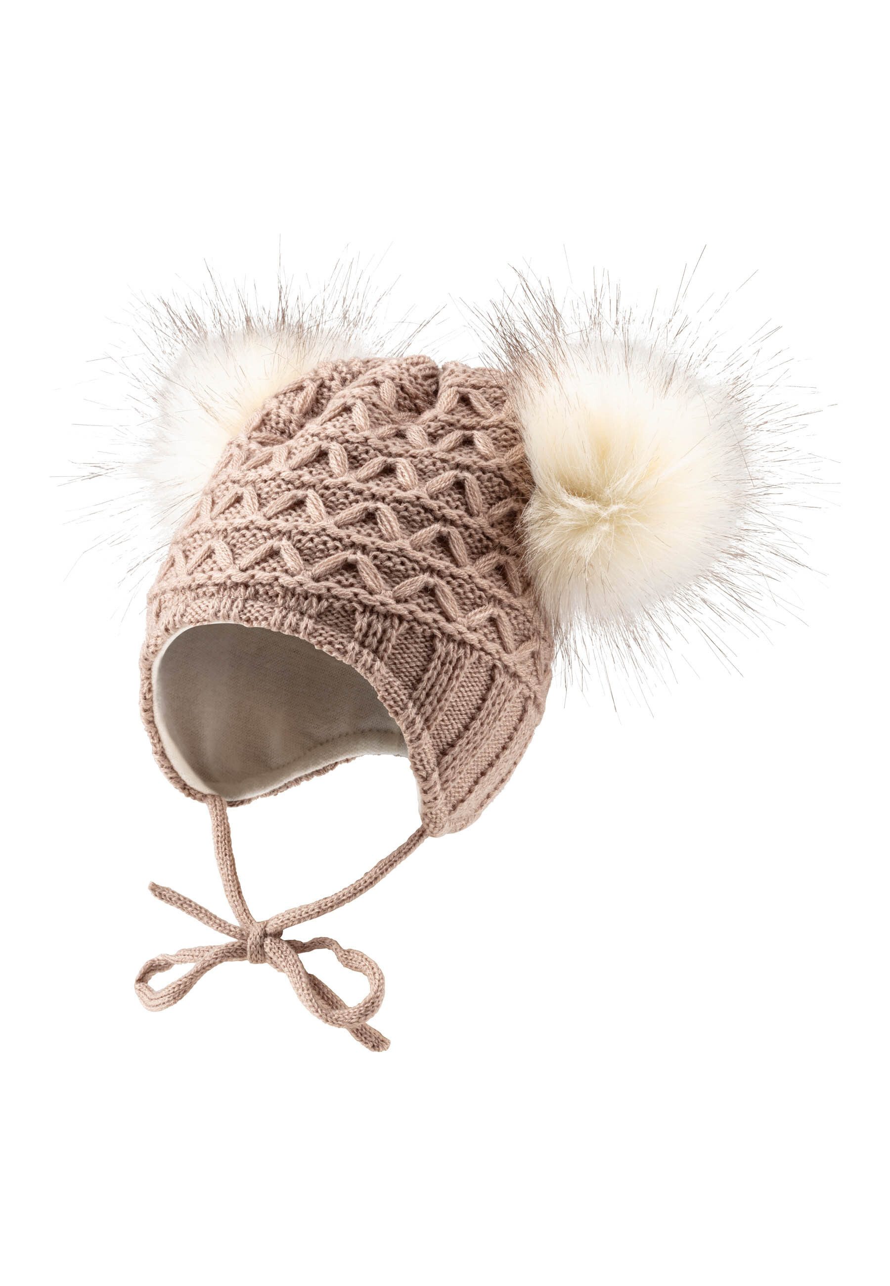 Sterntaler® Strickmütze Strickmütze Pompons (1-St) Mütze mit Kunstfell-Pompon gefüttert mit Fleece