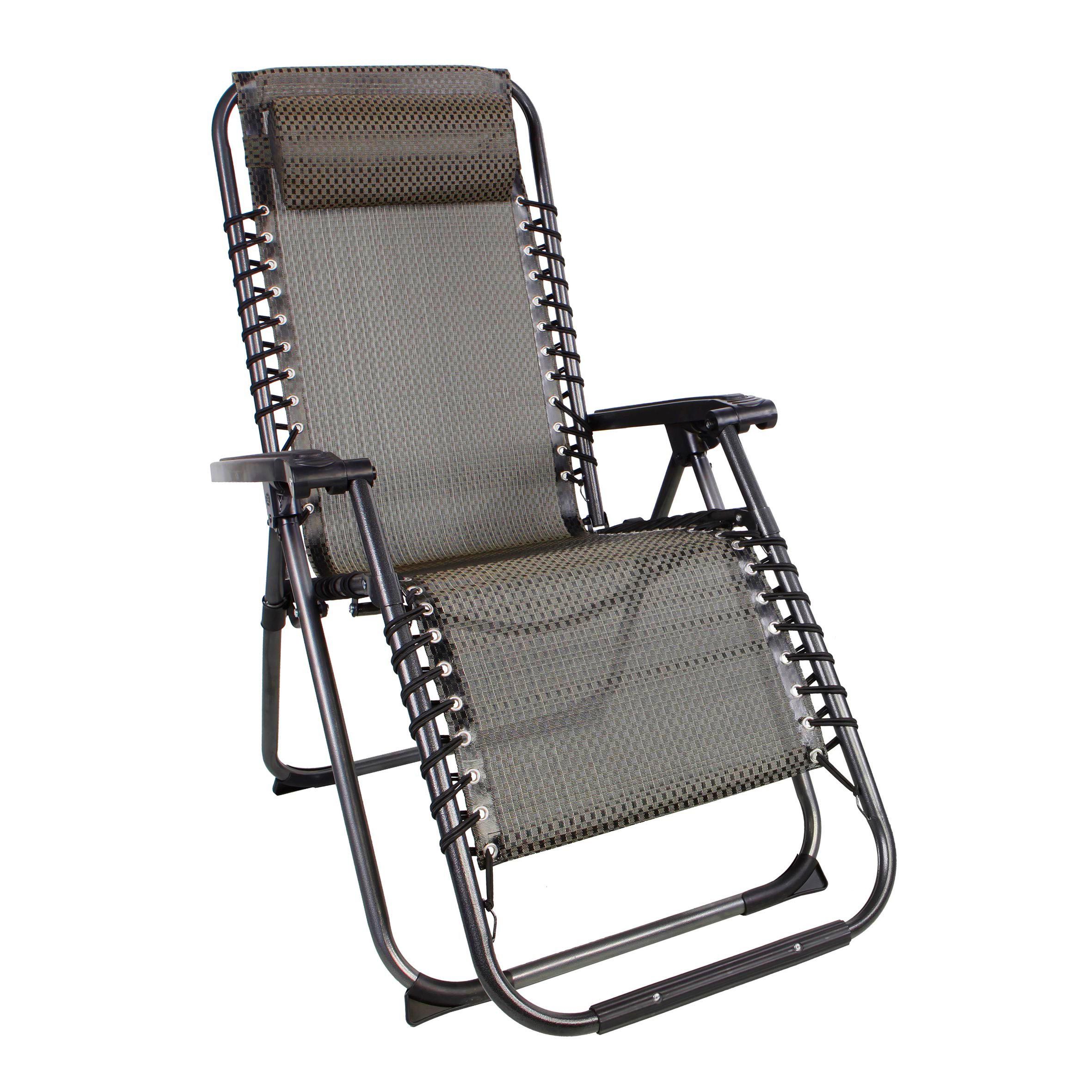Spetebo Hochlehner Relax Sessel verstellbar mit Kopfkissen - taupe, Verstellbarer und klappbarer Garten Liegestuhl