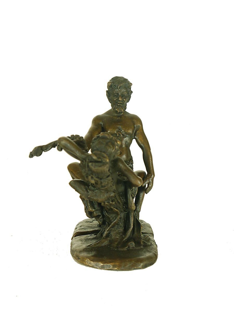 Jungfrau, Satyr Faun 2-teilig AFG mit Erotik Figur Dekoobjekt Bronze /