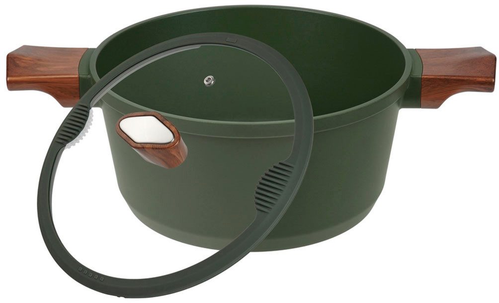 RESTO Kitchenware Kochtopf Sadr, Bratentopf antihaftbeschichtet, im Geschenkkarton, Aluminiumguss (2-tlg), inkl. Glasdeckel mit Silikonrand und integrierten Abgießlöchern