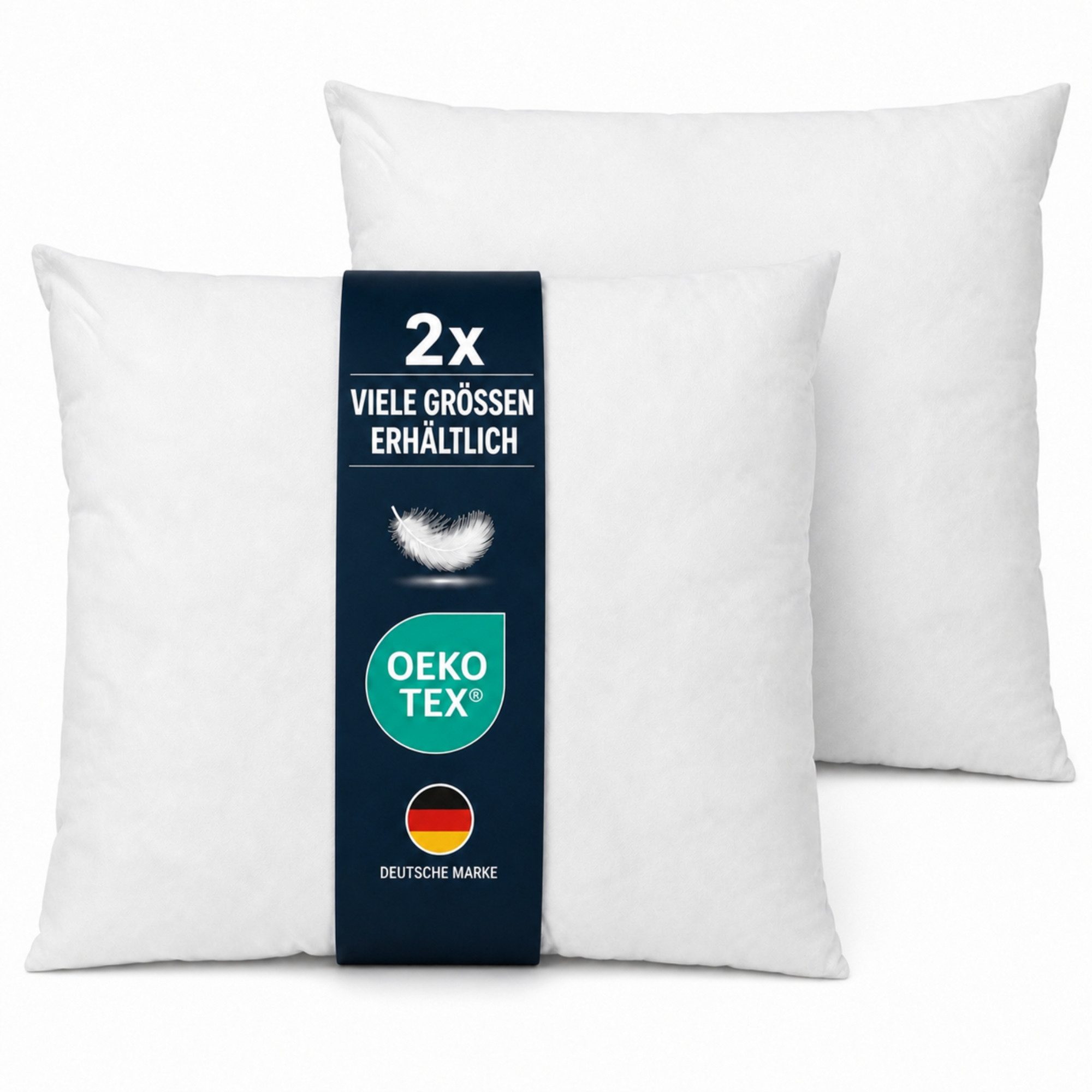 Bestlivings Federkissen Innenkissen für Deko und Schlafzimmer, Füllung: 100% Federn, Bezug: Baumwolle, 2er-Set, hochwertig verarbeitet, atmungsaktiv, formstabil, 40°C waschbar