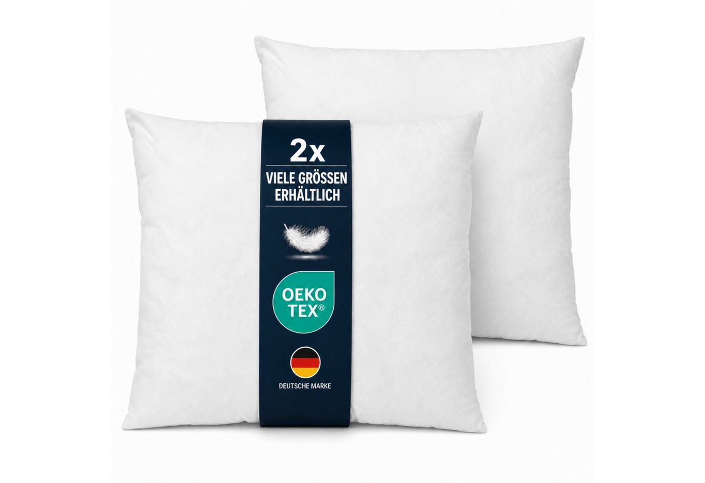 Bestlivings Federkissen Innenkissen für Deko und Schlafzimmer, Füllung: 100% Federn, Bezug: Baumwolle, 2er-Set, hochwertig verarbeitet, atmungsaktiv, formstabil, 40°C waschbar