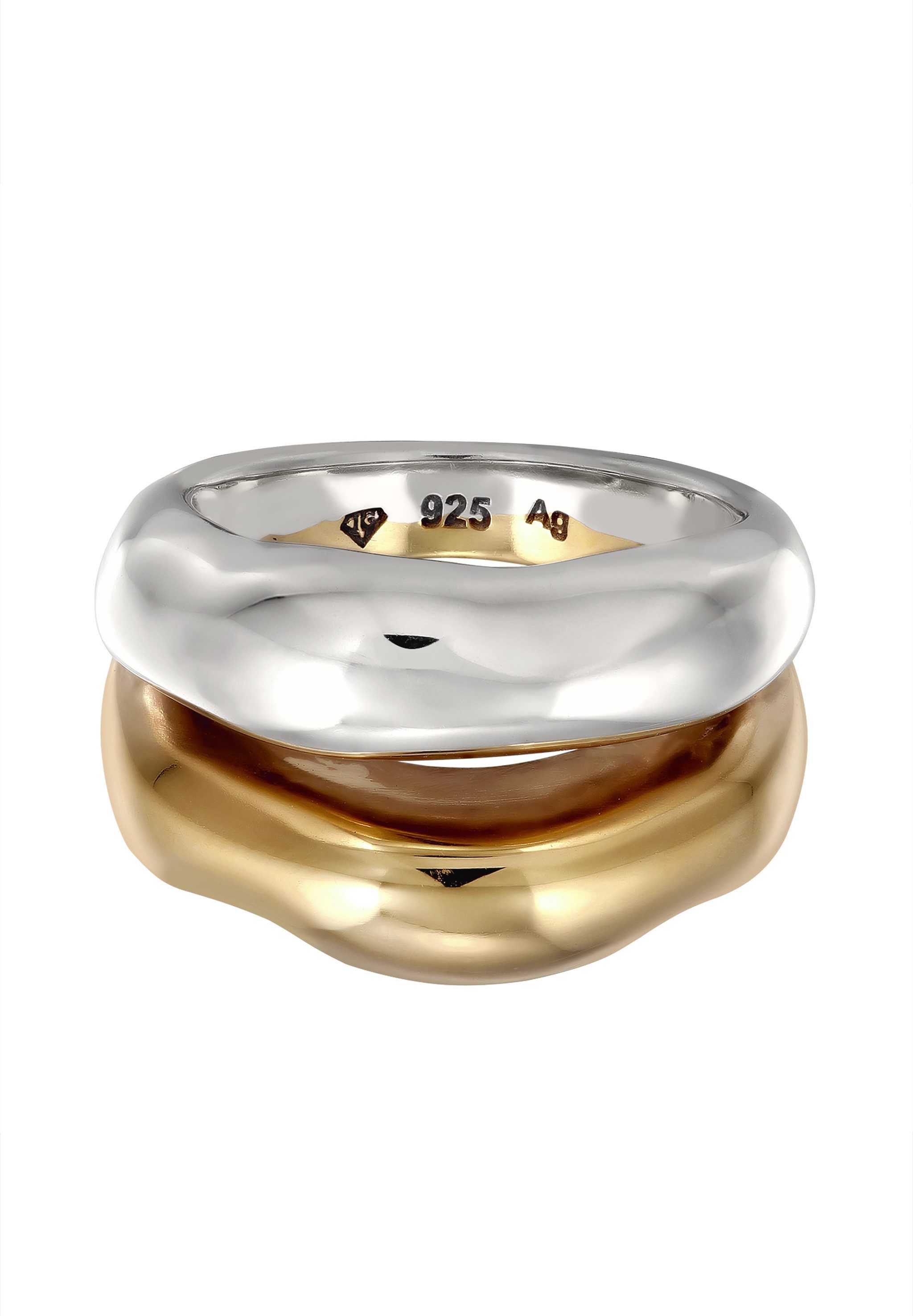 Elli Premium Fingerring Bandring Bicolor Organic Look 925 Sterling Silber v günstig online kaufen