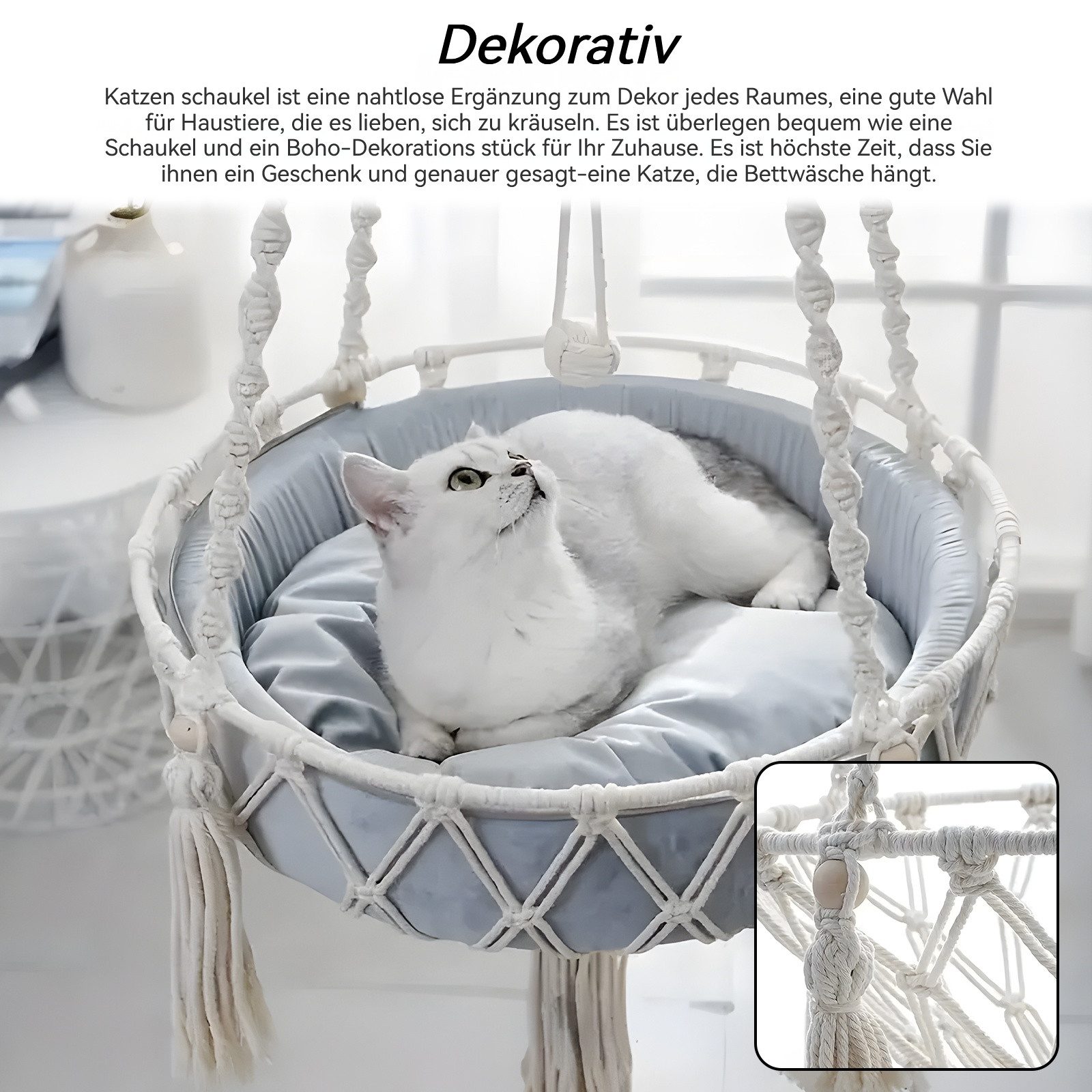 PODOFO Katzen-Hängematte Handgestrickte hängende Hängematte Katzennest, günstig online kaufen