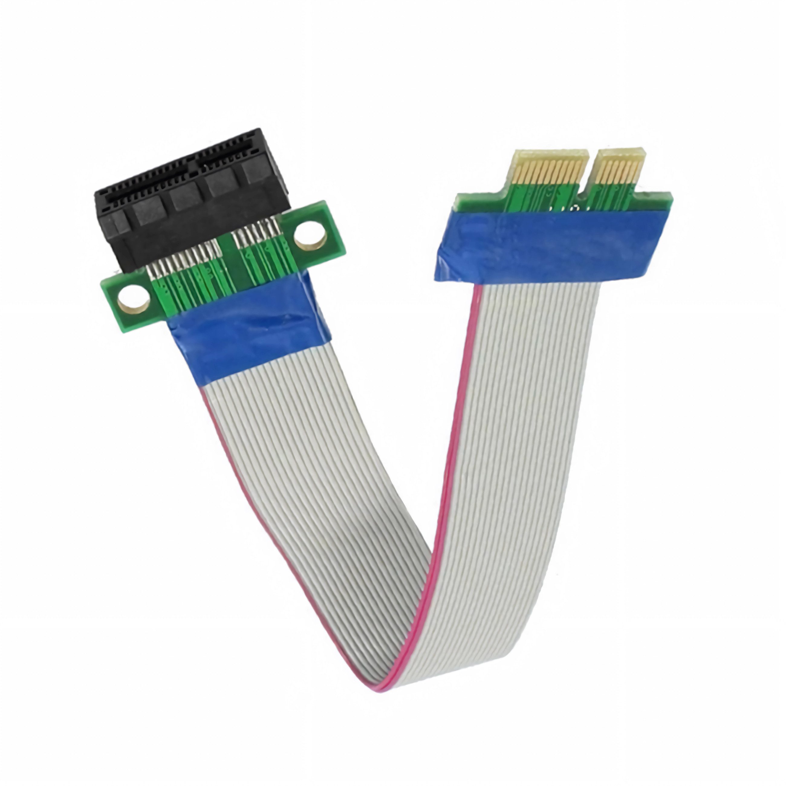 Bolwins Q28 PCI-E x1 Riser Kabel PC Gehäuse flexible Kartenverlängerung 20cm Computer-Kabel, PCI-Express x1 Stecker, PCI-Express x1 Buchse (20 cm), Flexibles Flachbandkabel, platzsparend, Plug & Play, 20cm Länge