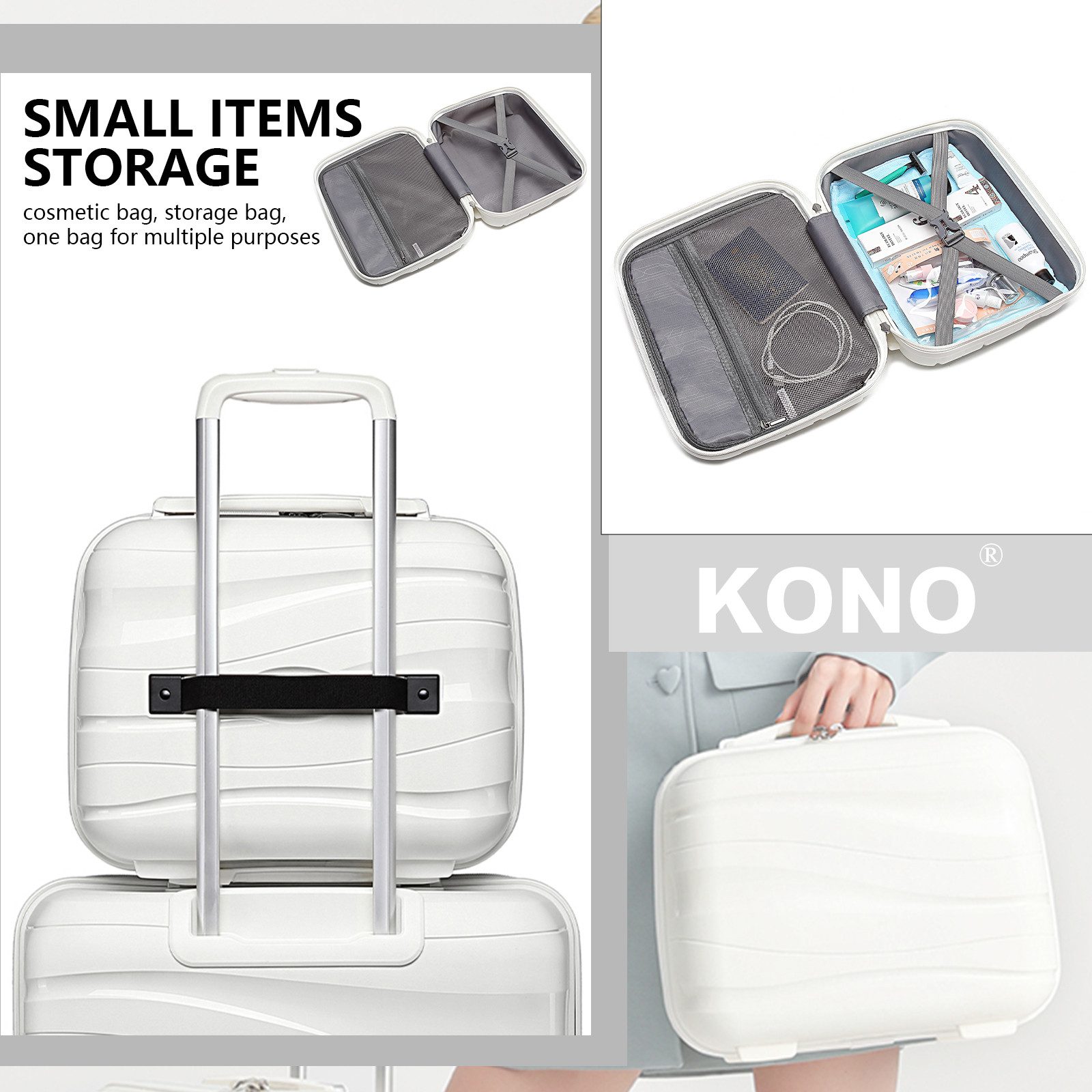 KONO Handgepäck-Trolley Leicht Hartschalenkoffer Reisekoffer mit 4 Rollen und TSA Schloss – Bild 5 von 5