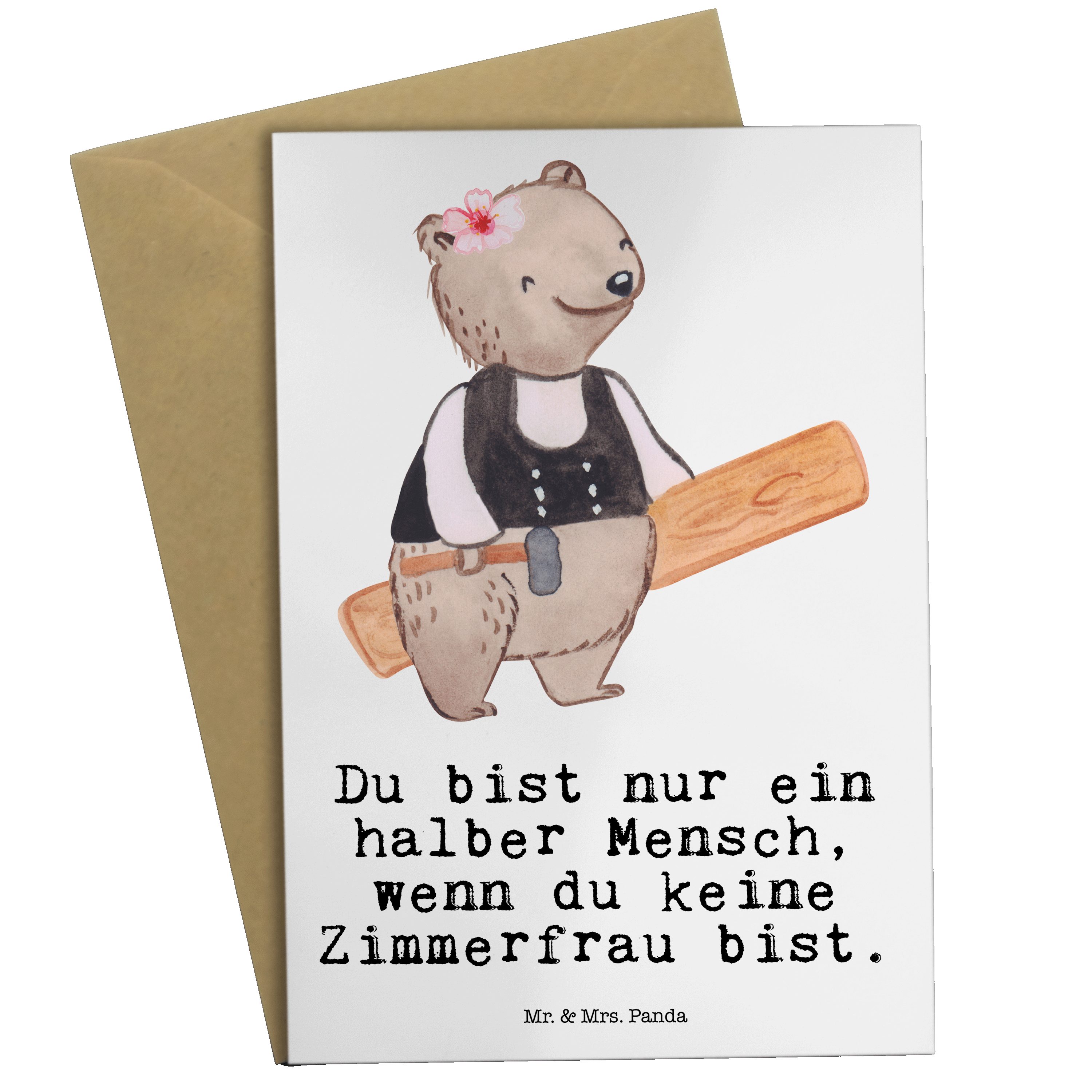 - mit F Klappkarte, Grußkarte Panda Geschenk, & Zimmerfrau Schenken, Karte, Mrs. - Mr. Herz Weiß
