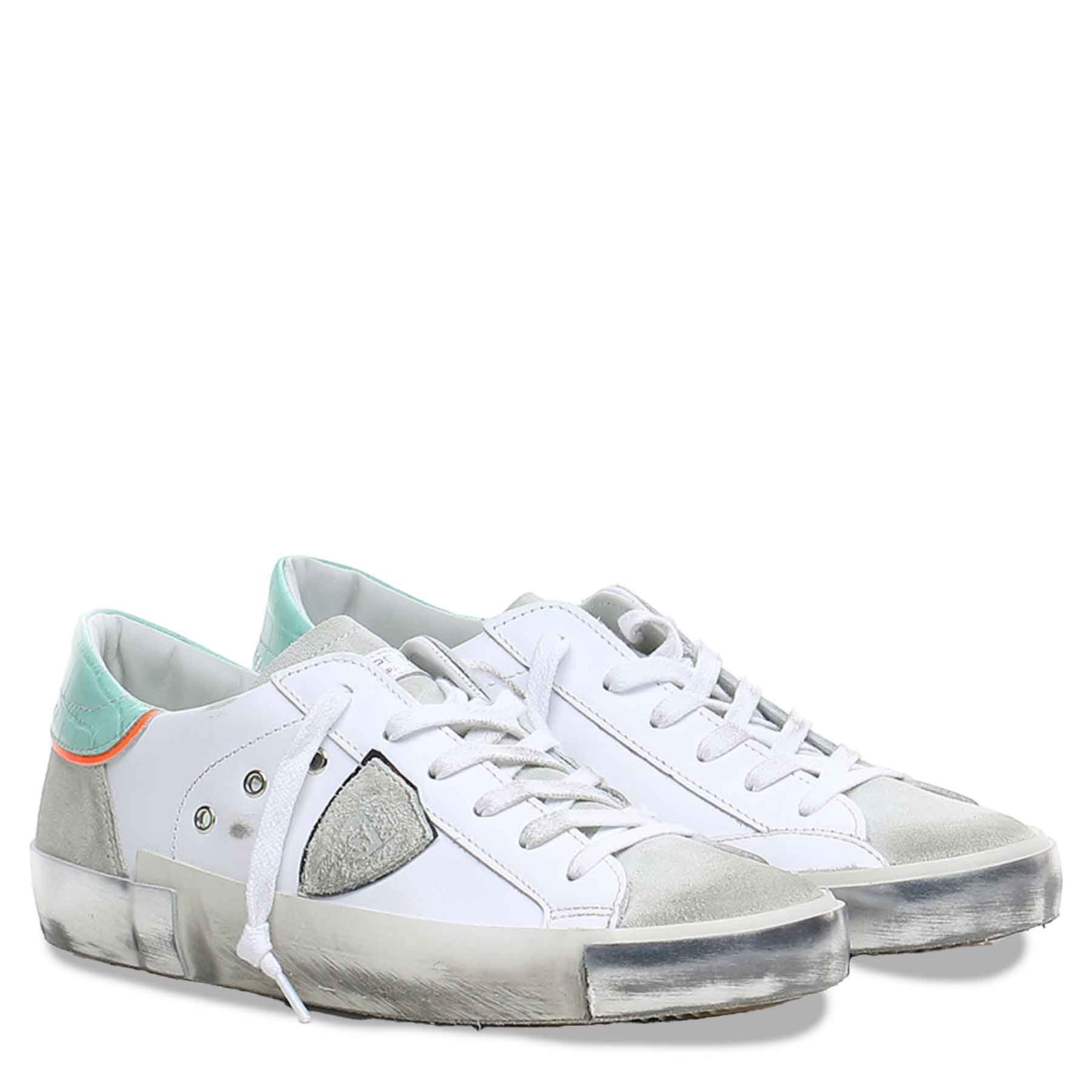 PHILIPPE MODEL Sneaker PRSX LOW Veau Croco Pop Blanc Eau VCP3 Sneaker