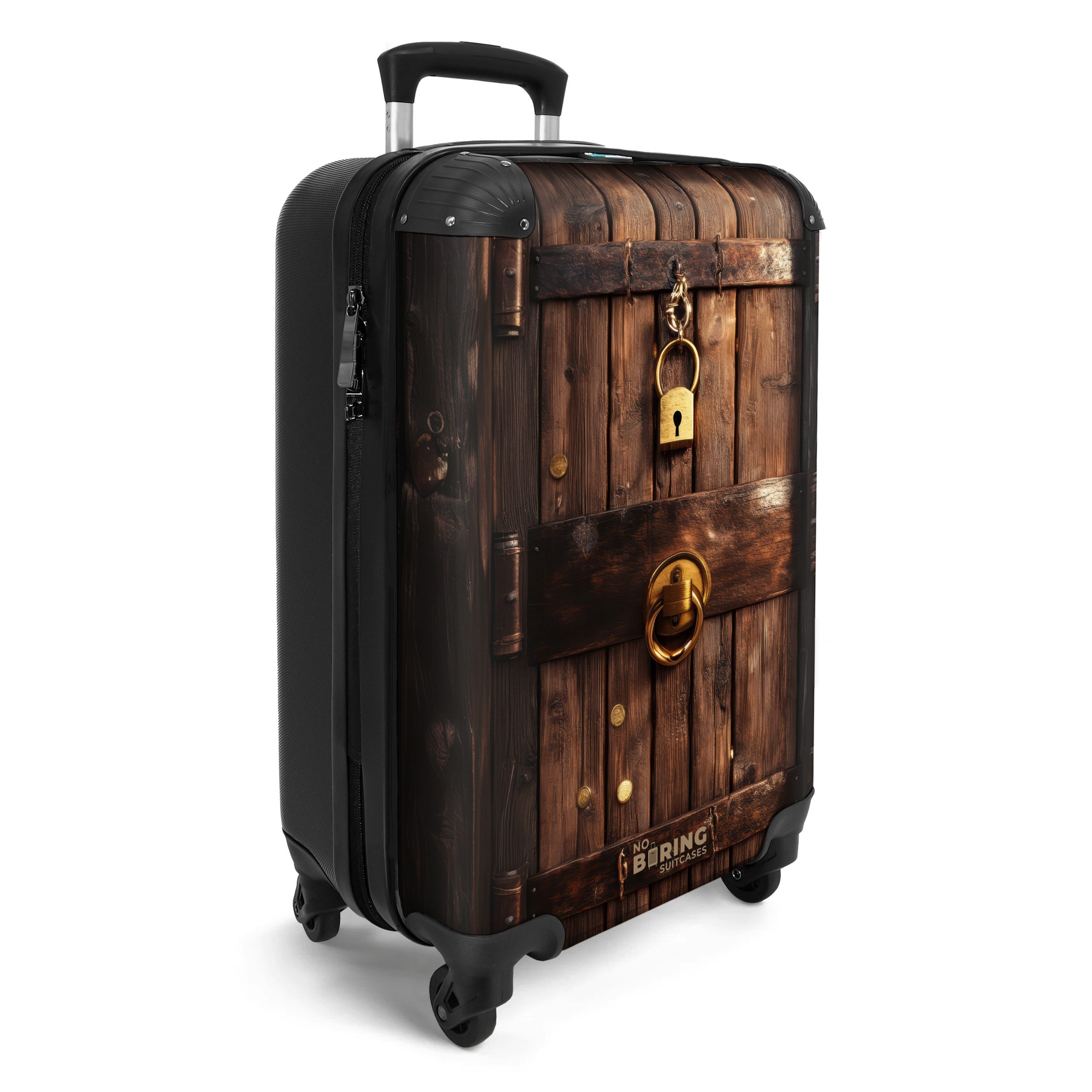 NoBoringSuitcases.com© Hartschalen-Trolley Goldschatz hinter Holztür verste günstig online kaufen