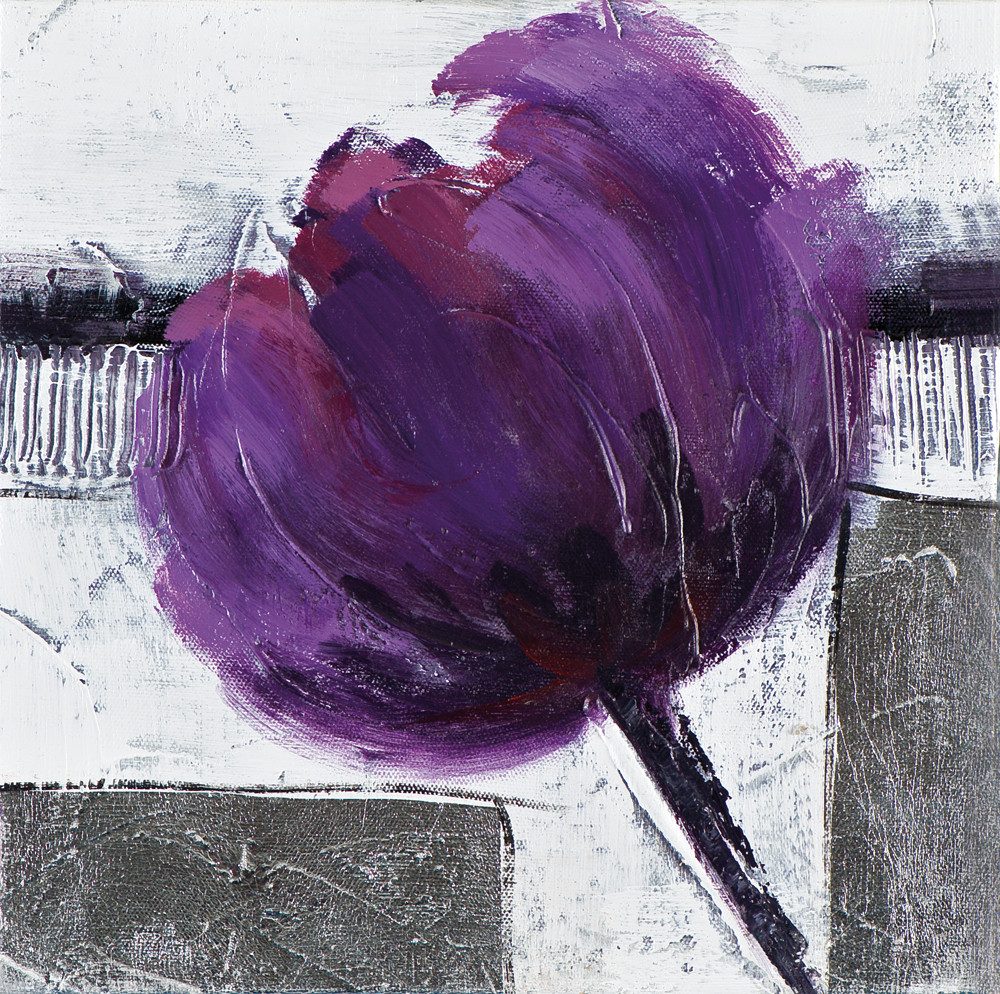 ArtUniverse Gemälde Violette Tulpe 25x25 cm, Tulpe